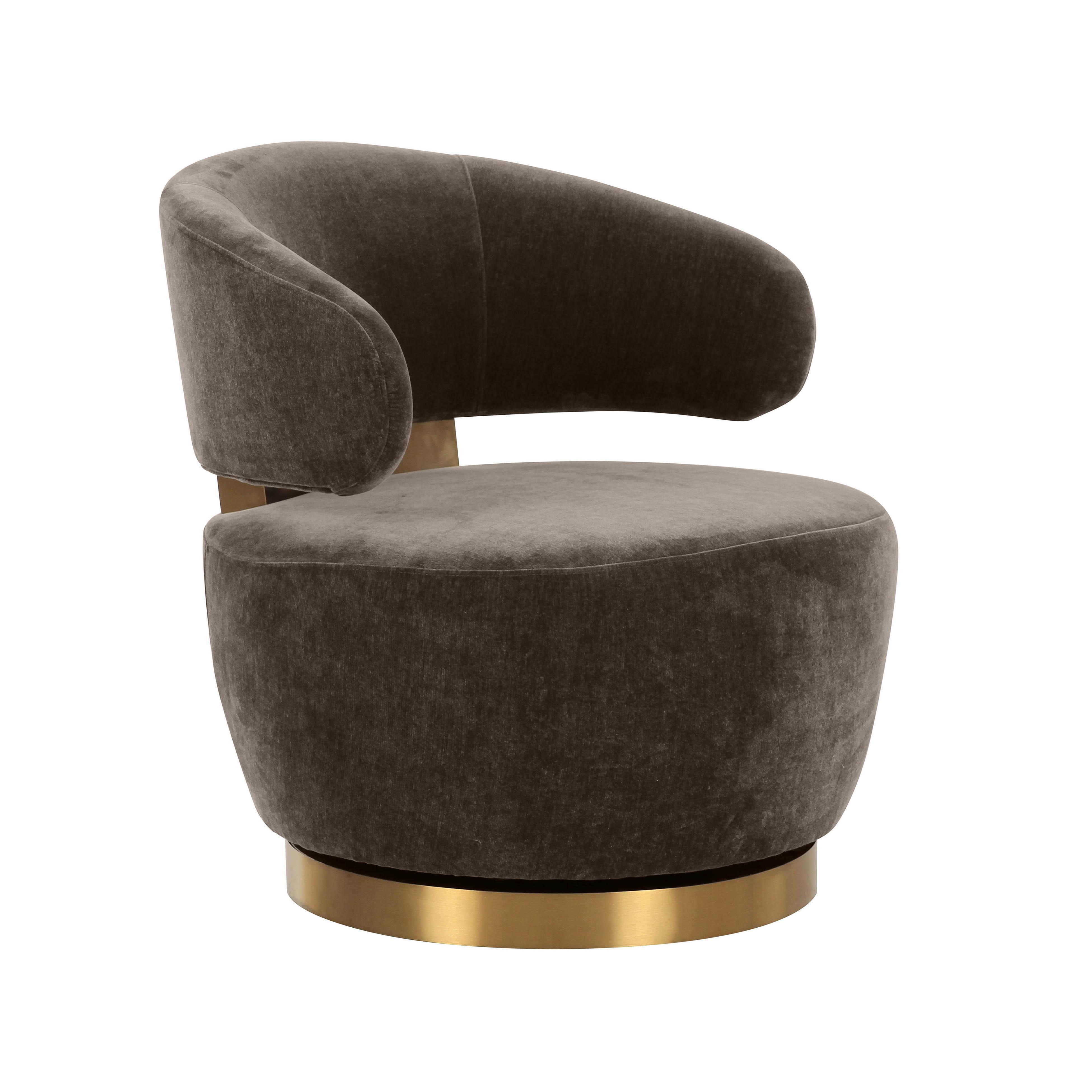 TOV Furniture Austin Swivel Chair, Chocolate, large