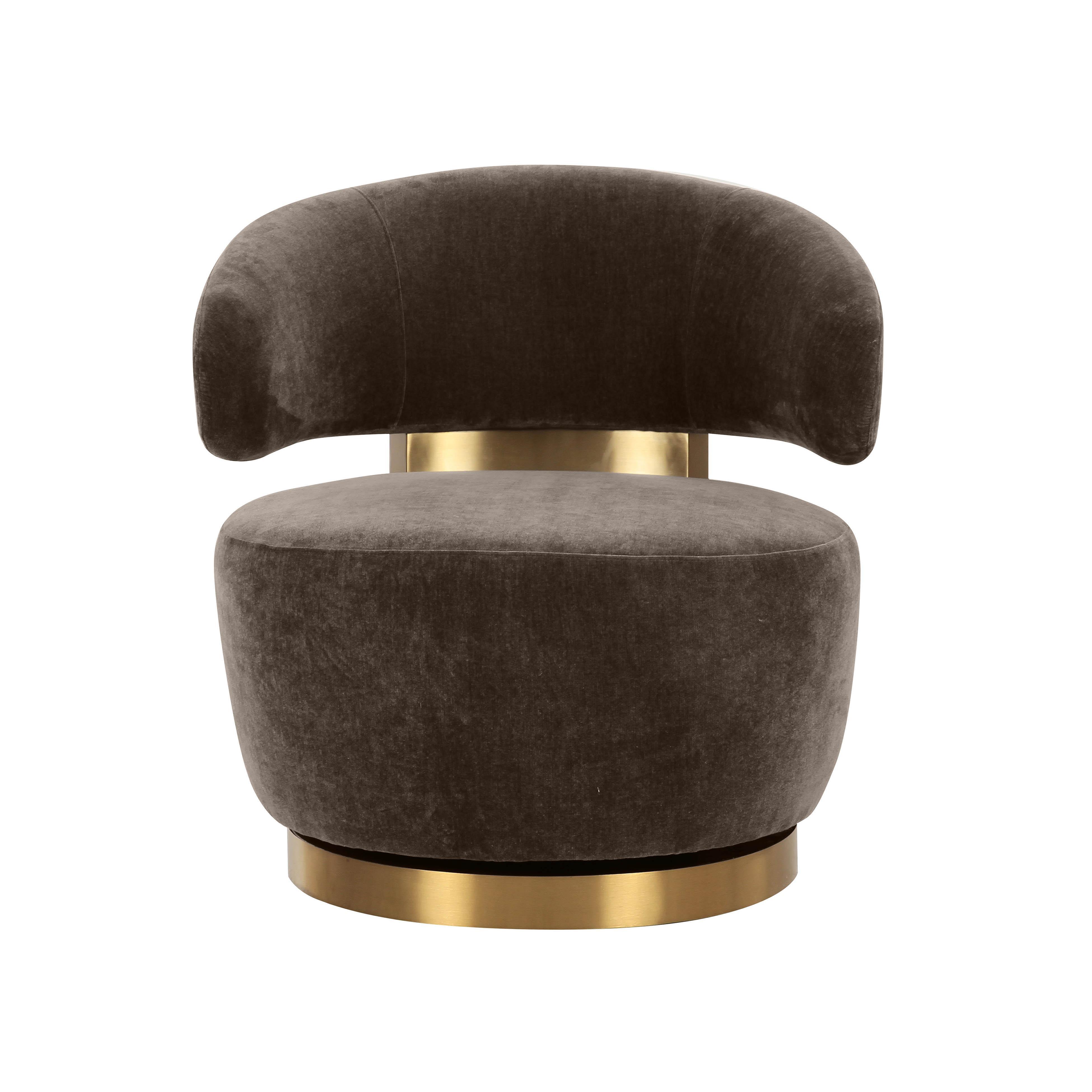 TOV Furniture Austin Swivel Chair, Chocolate, large