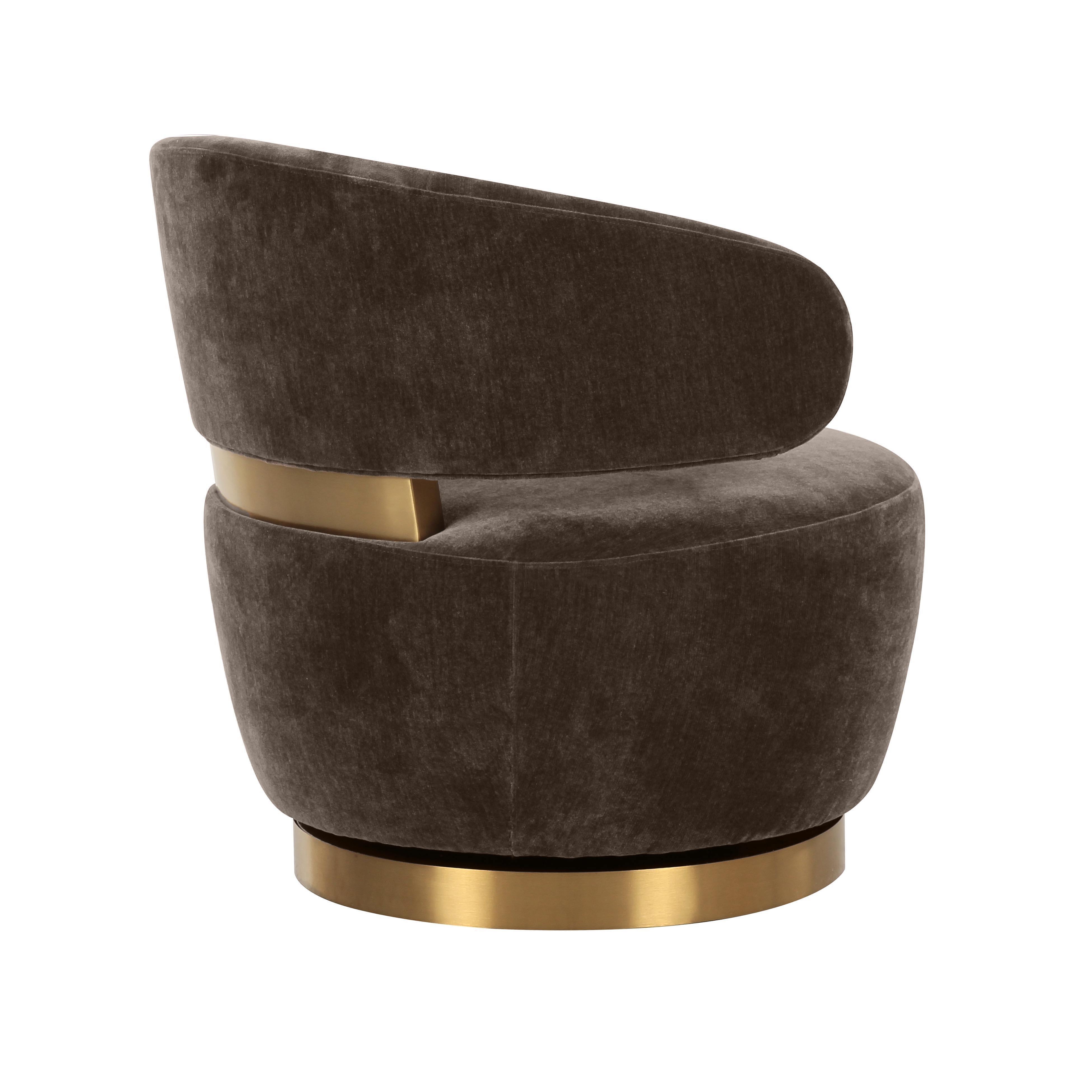 TOV Furniture Austin Swivel Chair, Chocolate, large