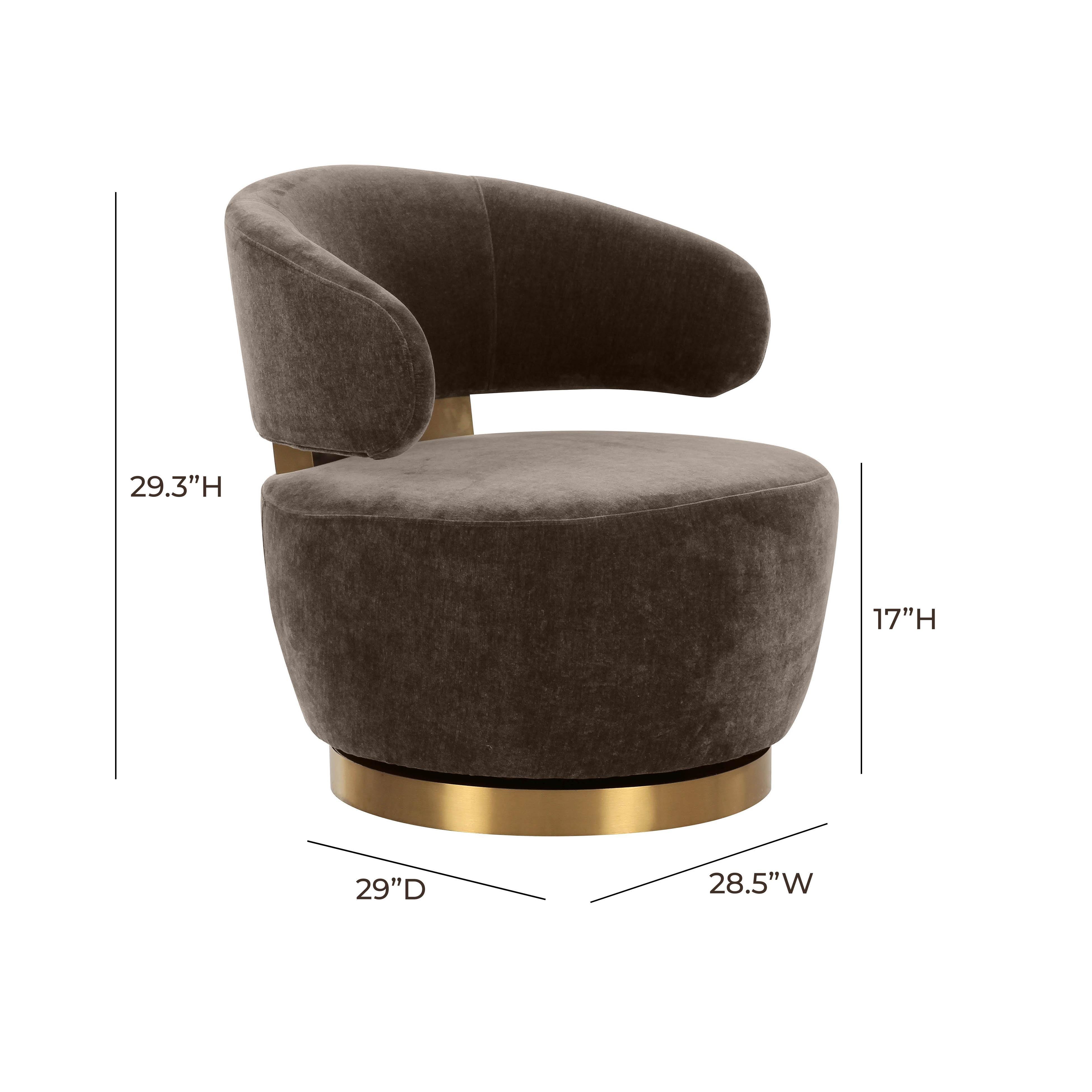 TOV Furniture Austin Swivel Chair, Chocolate, large