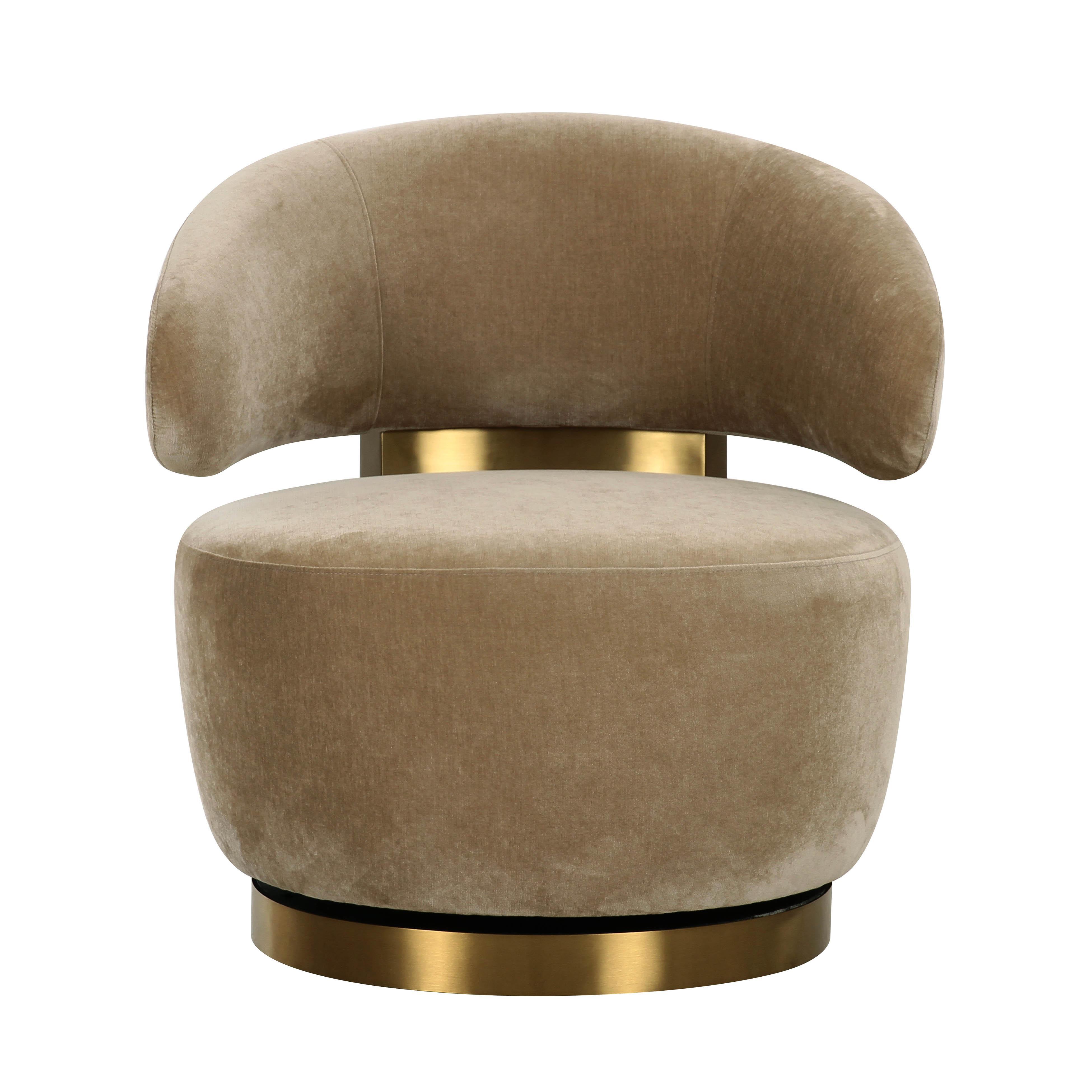 TOV Furniture Austin Swivel Chair, Oat, large