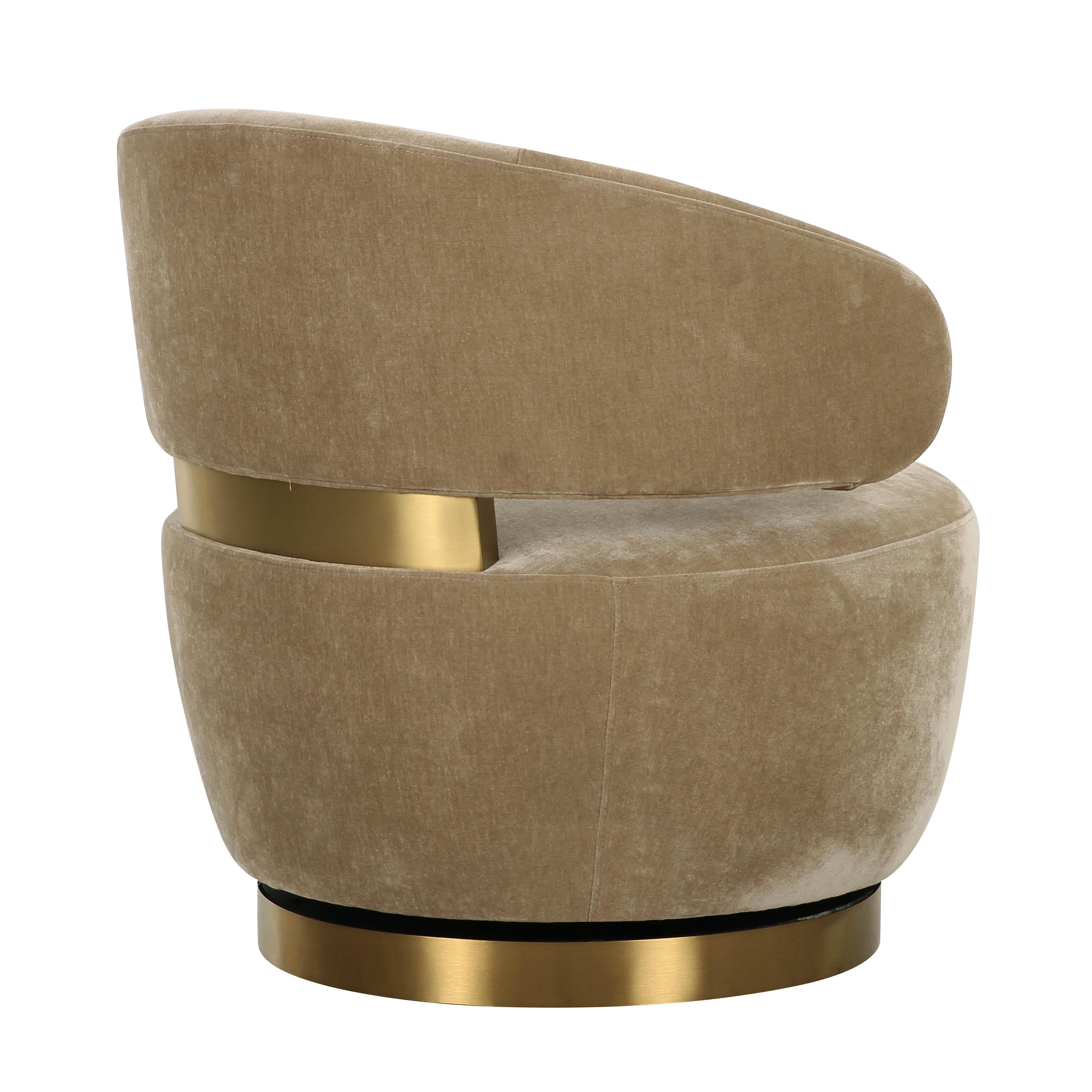 TOV Furniture Austin Swivel Chair, Oat, large