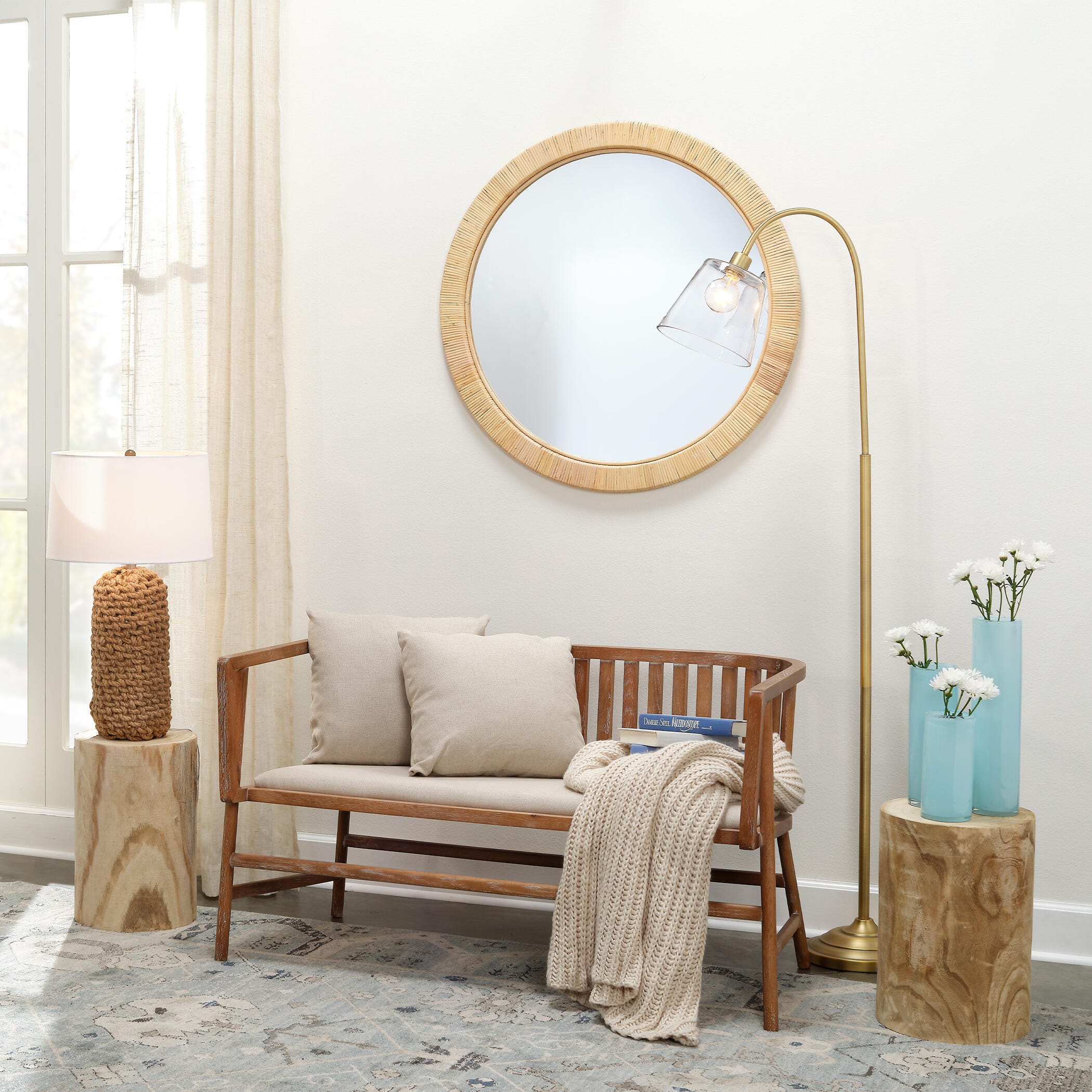Relaxed Elegance Malakai Round Wall Mirror, , large