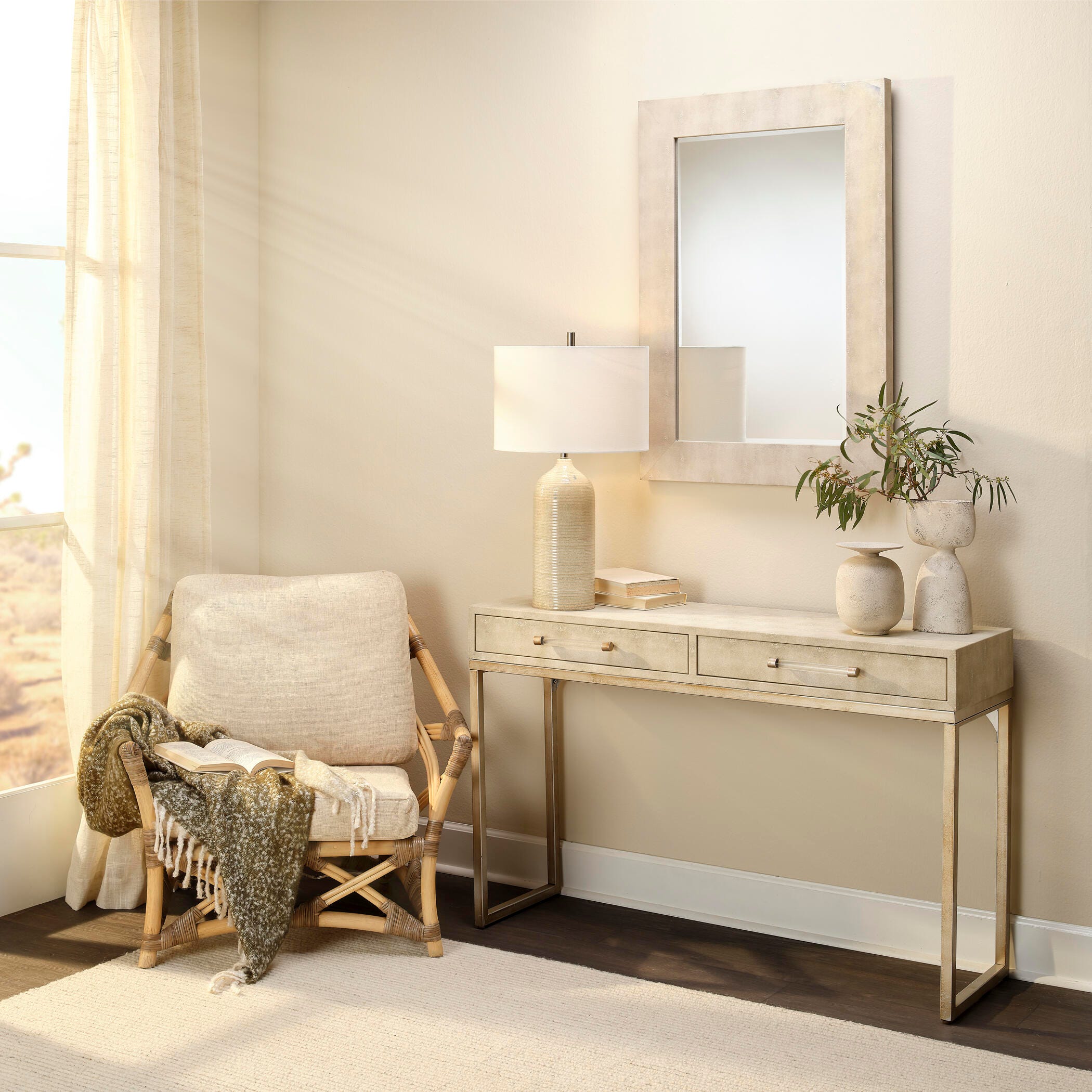 Relaxed Elegance Sydney Wall Mirror, Ivory, large