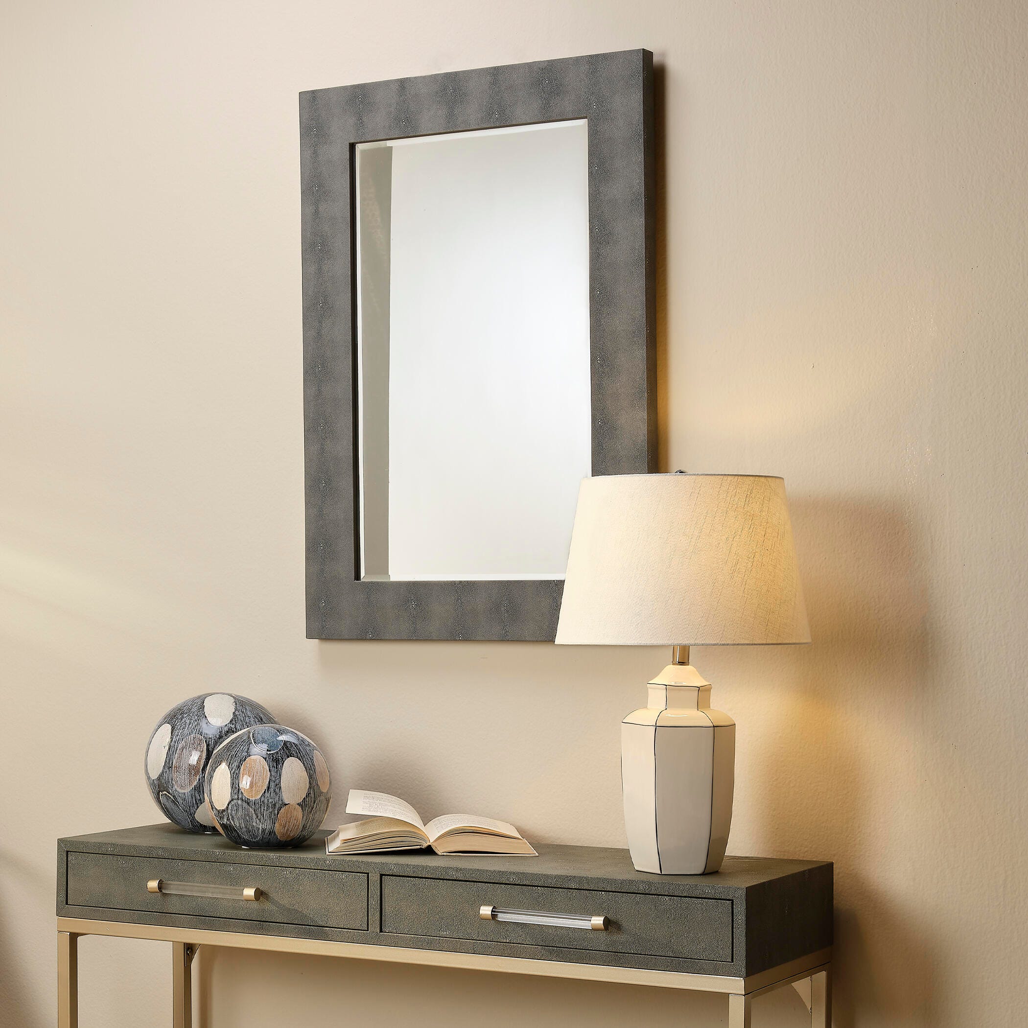Relaxed Elegance Sydney Wall Mirror, Grey, large