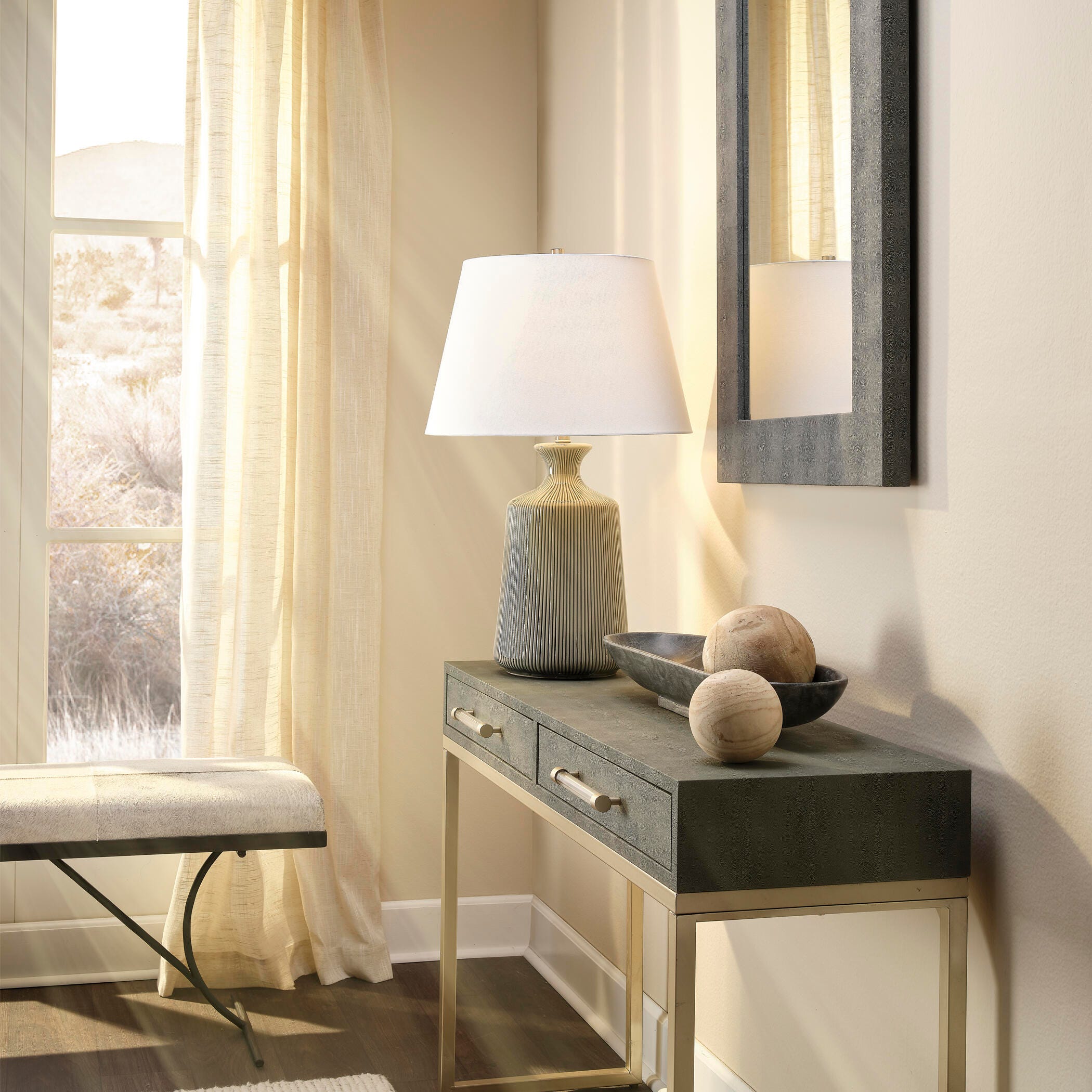 Relaxed Elegance Sydney Wall Mirror, Grey, large