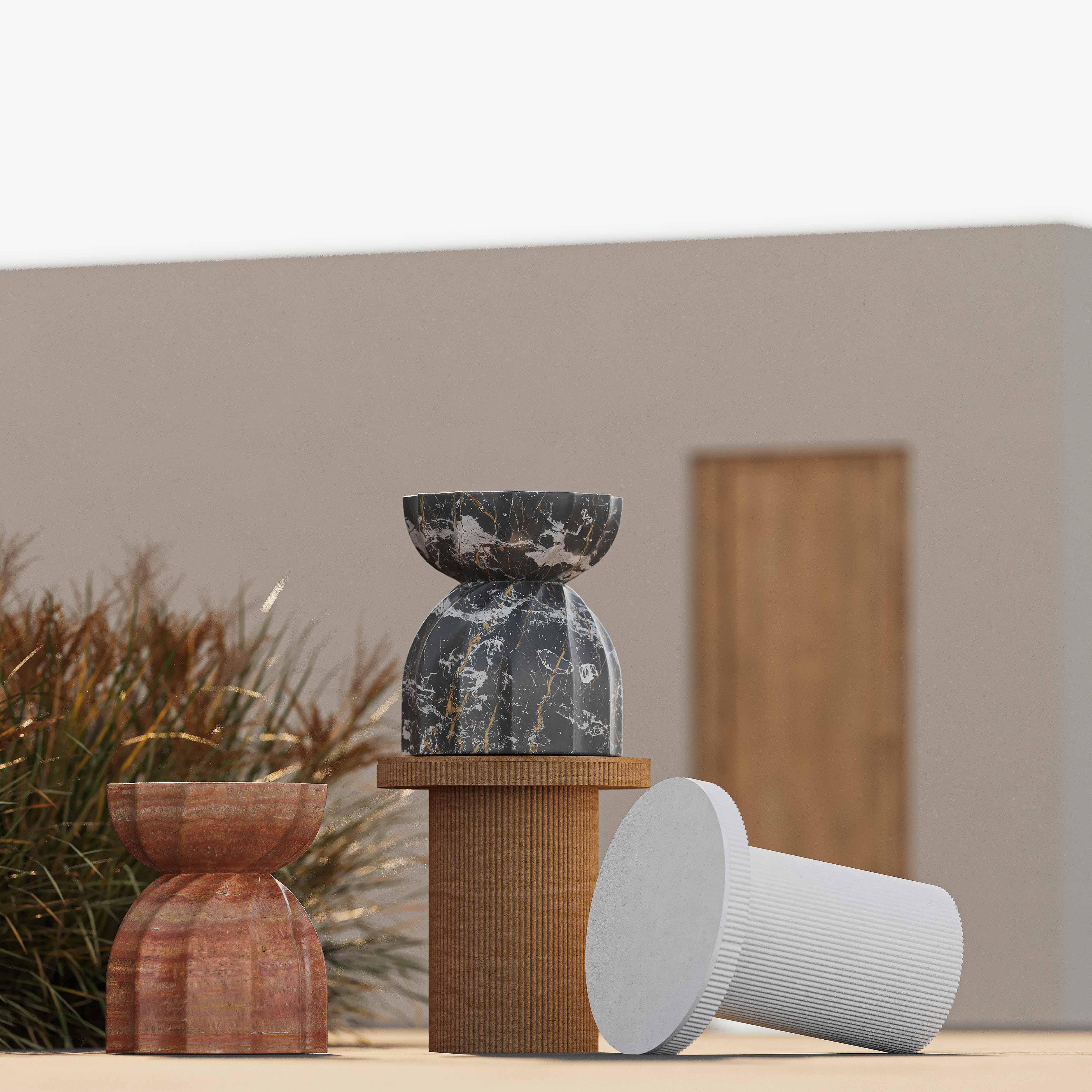 TOV Furniture Darcy Side Table, Travertine, rollover