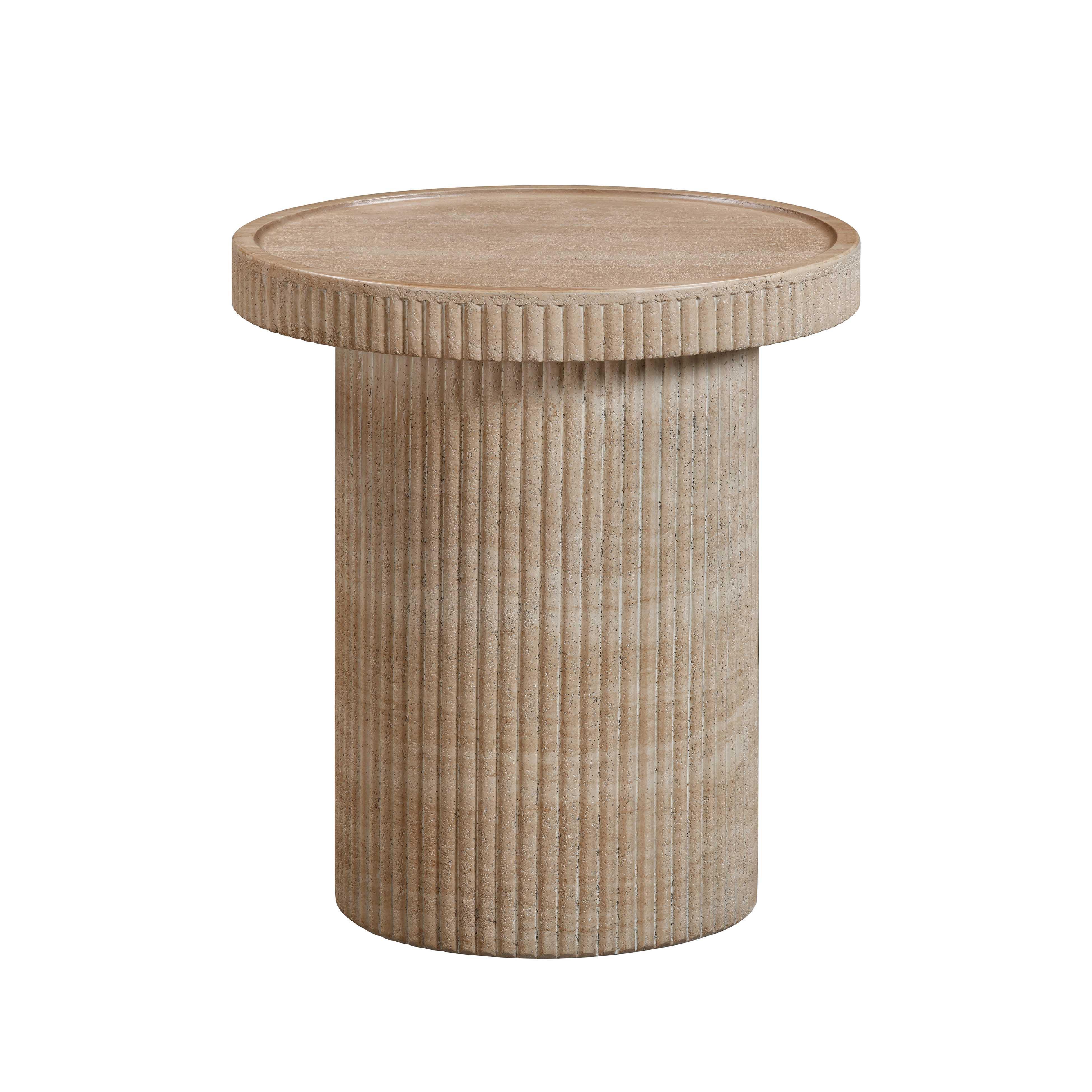 TOV Furniture Darcy Side Table, Travertine, large