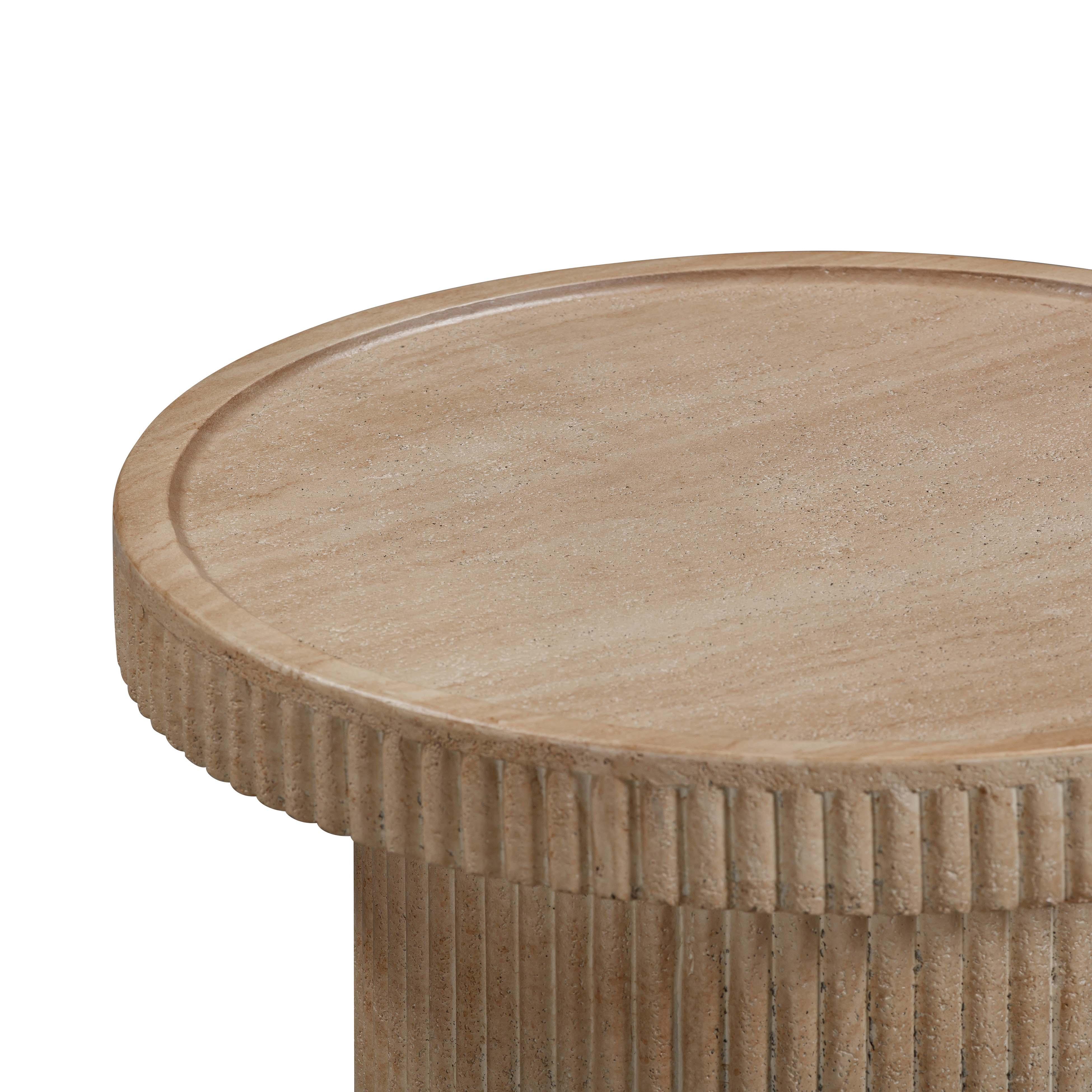 TOV Furniture Darcy Side Table, Travertine, large