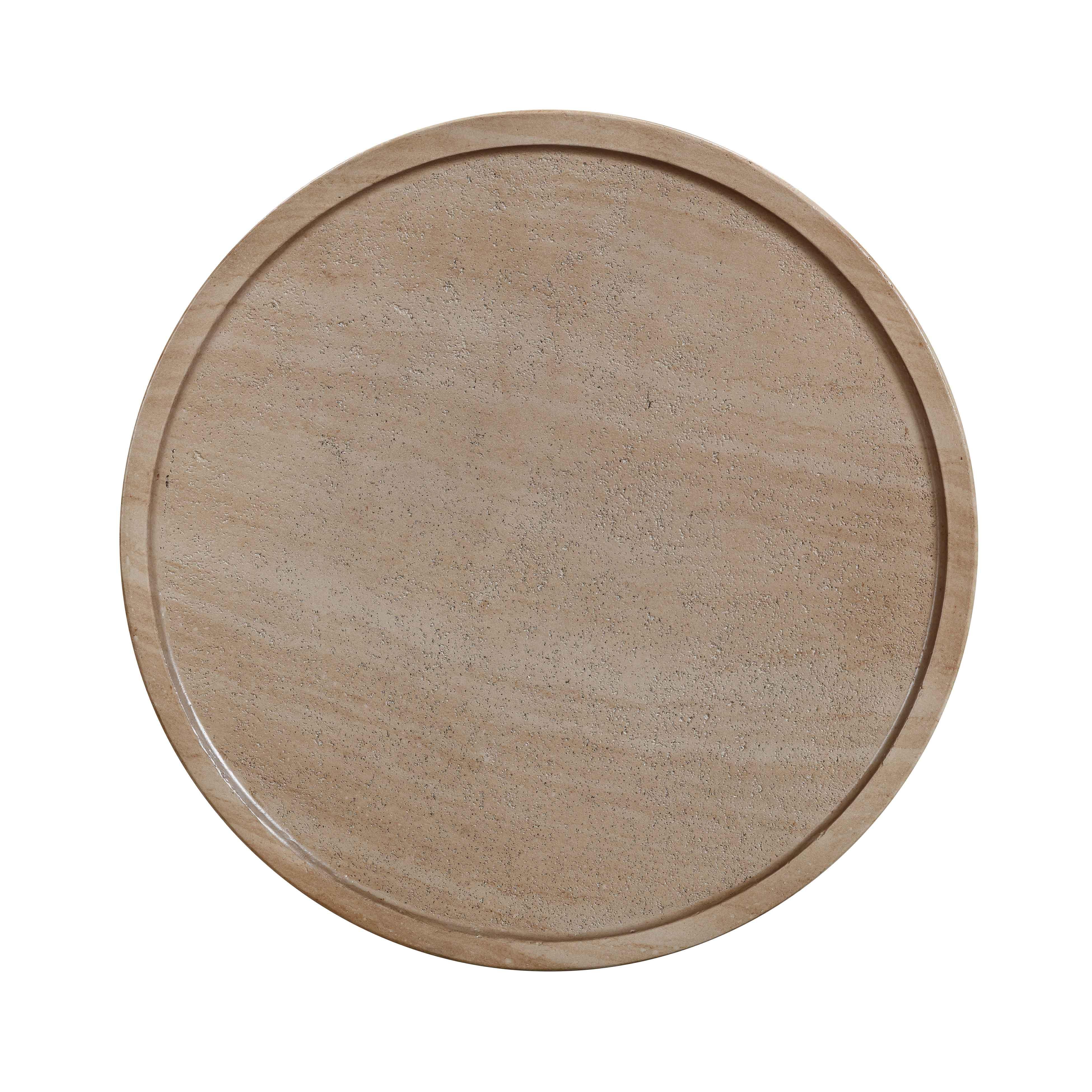 TOV Furniture Darcy Side Table, Travertine, large