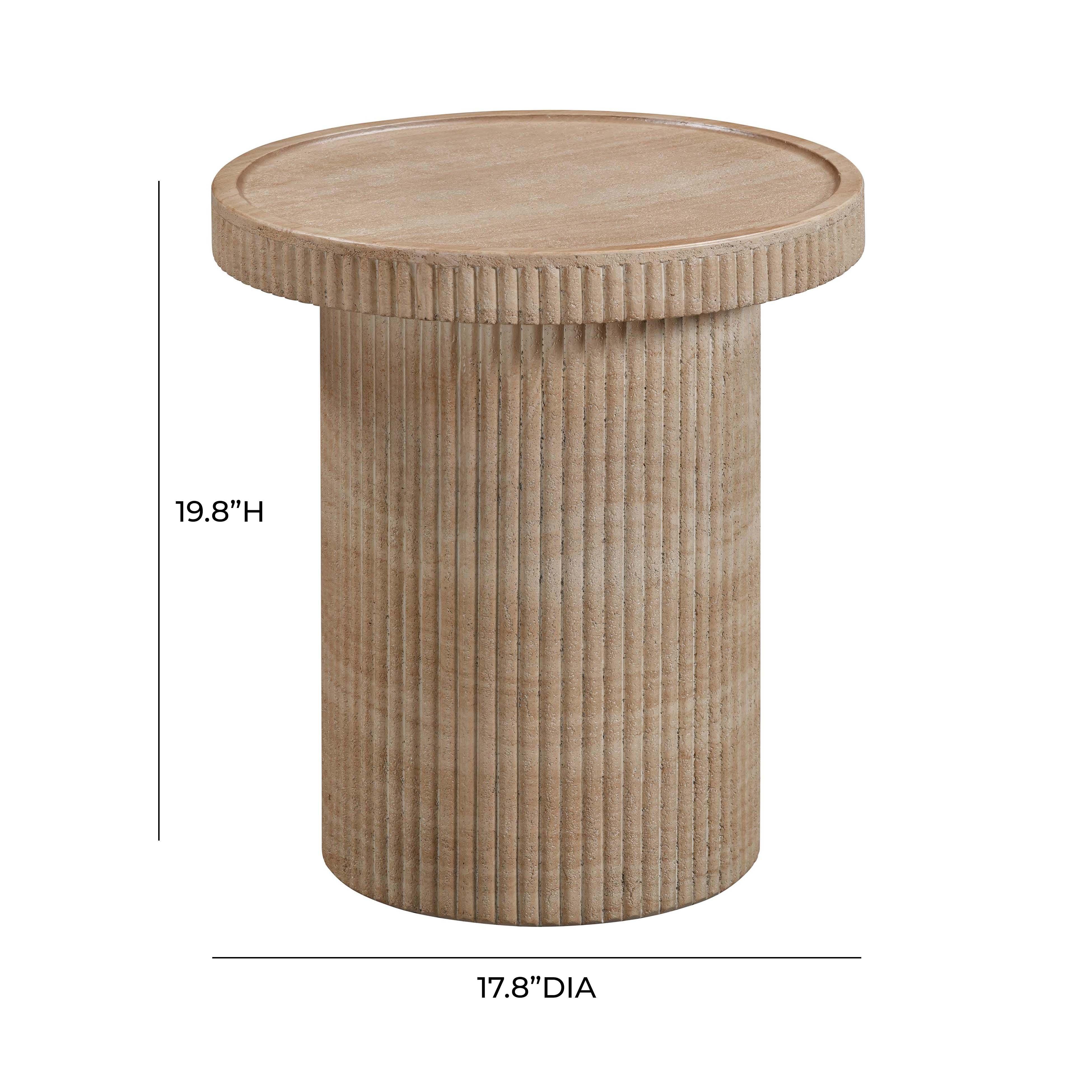 TOV Furniture Darcy Side Table, Travertine, large