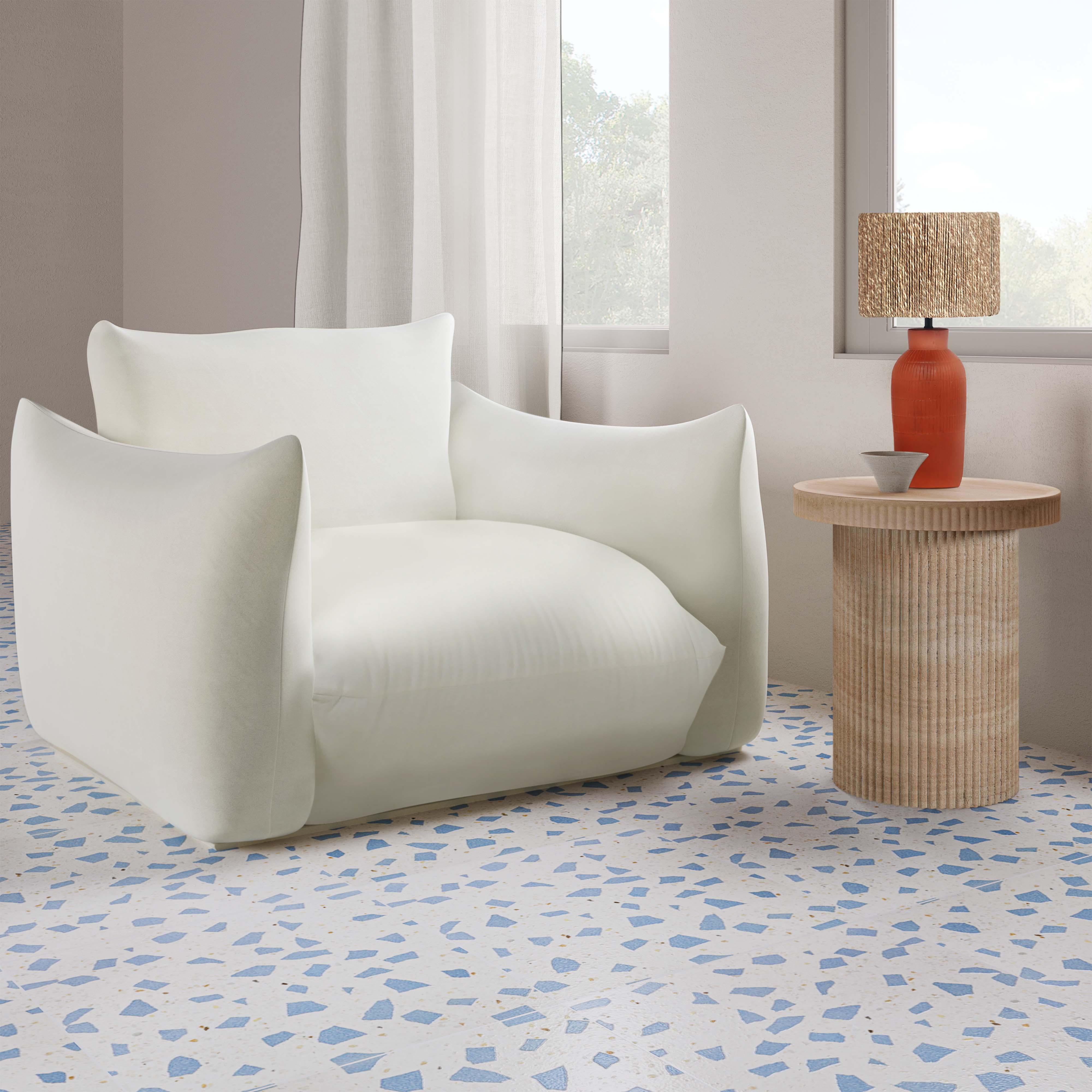 TOV Furniture Darcy Side Table, Travertine, large