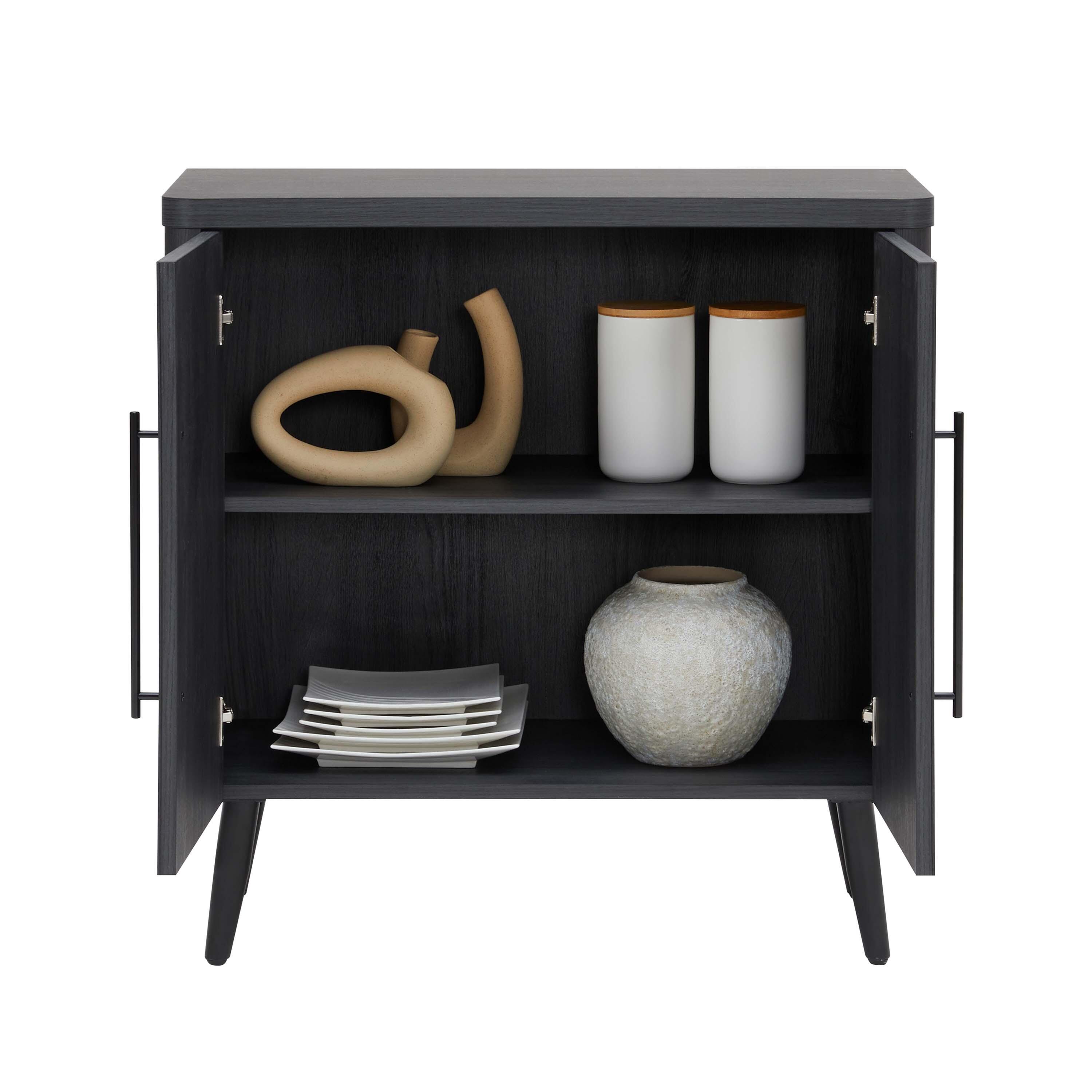 Manhattan Comfort Jodie 31.1" 2 Shelves Accent Cabinet, Charcoal Gray, large