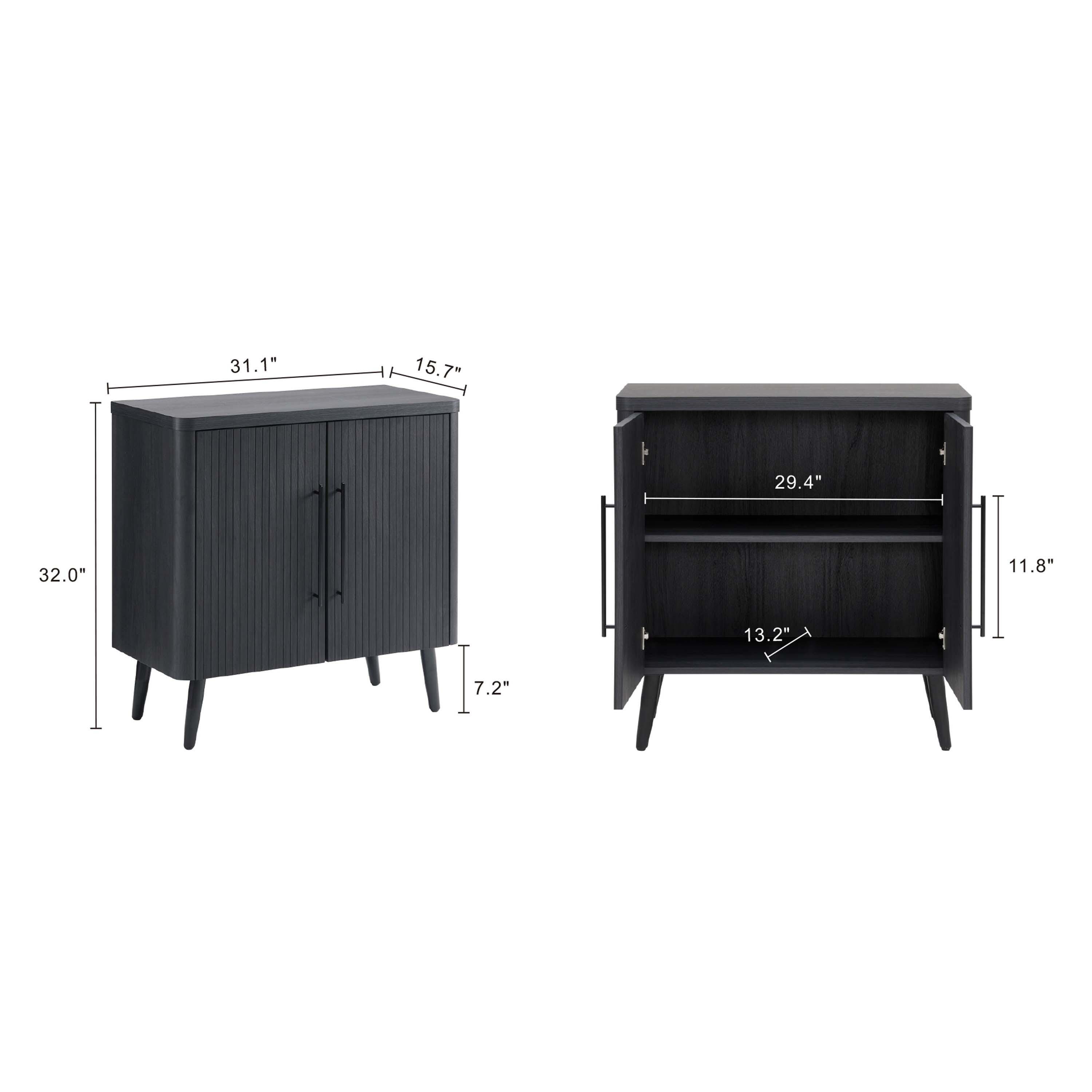 Manhattan Comfort Jodie 31.1" 2 Shelves Accent Cabinet, Charcoal Gray, large