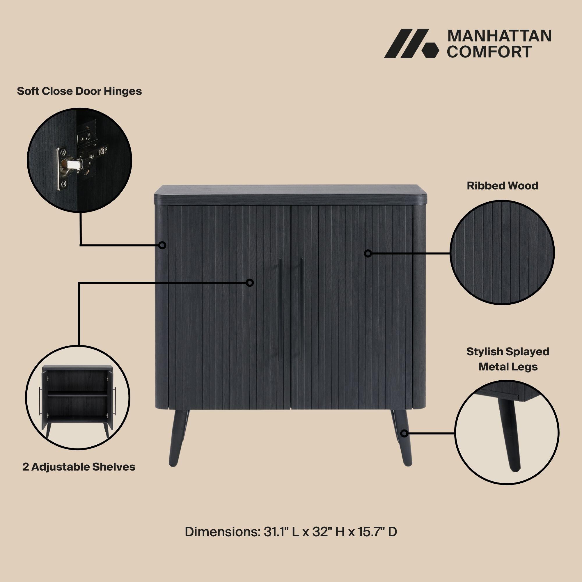 Manhattan Comfort Jodie 31.1" 2 Shelves Accent Cabinet, Charcoal Gray, large