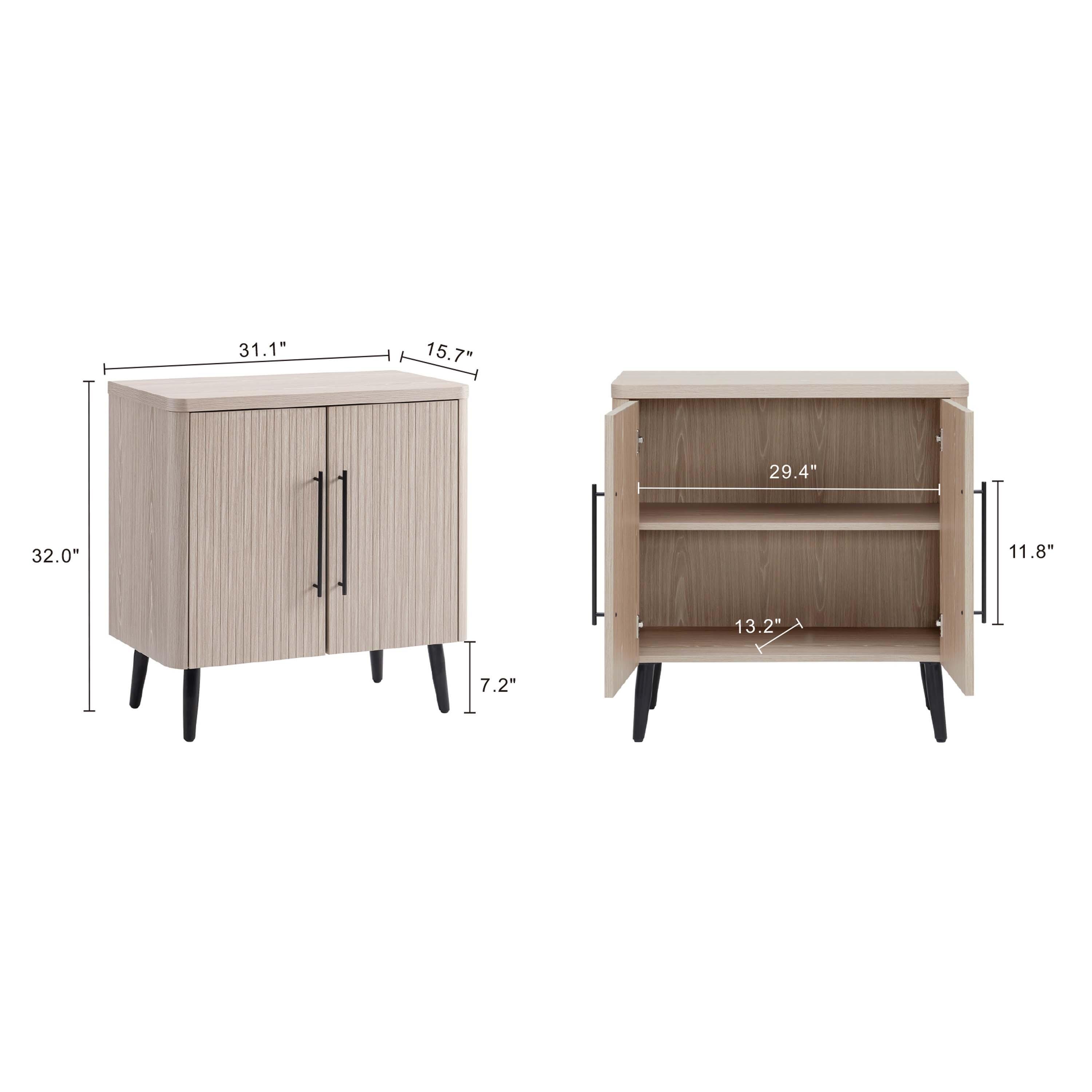 Manhattan Comfort Jodie 31.1" 2 Shelves Accent Cabinet, Whitewashed Oak, large