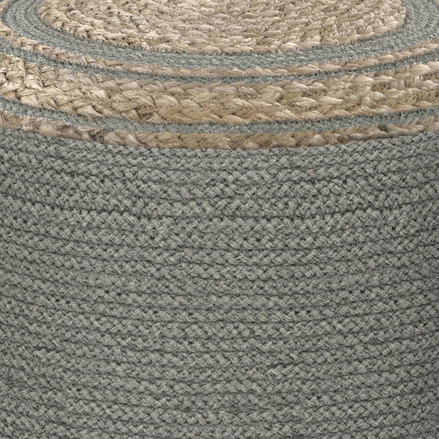 Simpli Home Serena Braided Pouf, Dove Gray, large