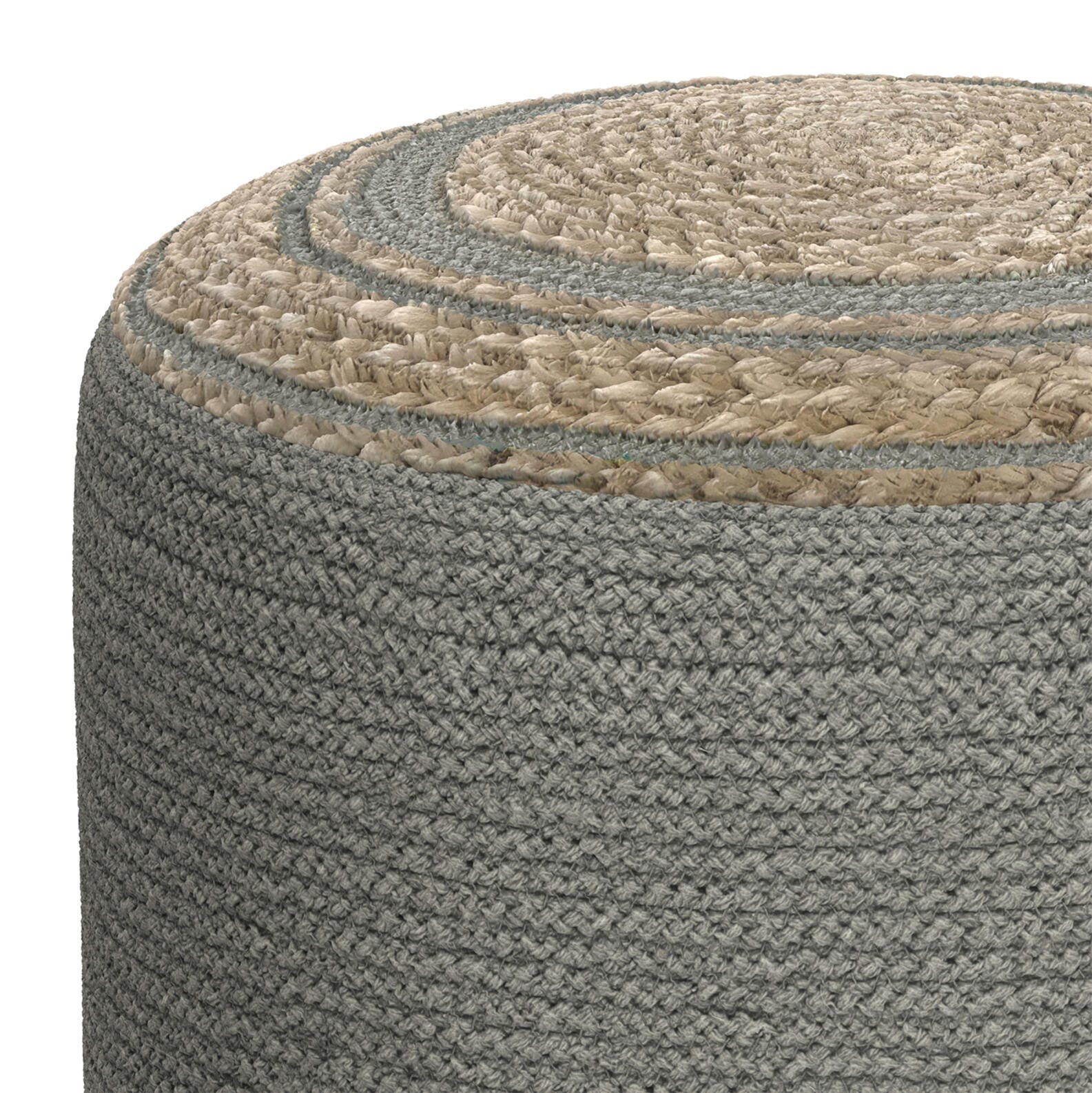 Simpli Home Serena Braided Pouf, Dove Gray, large