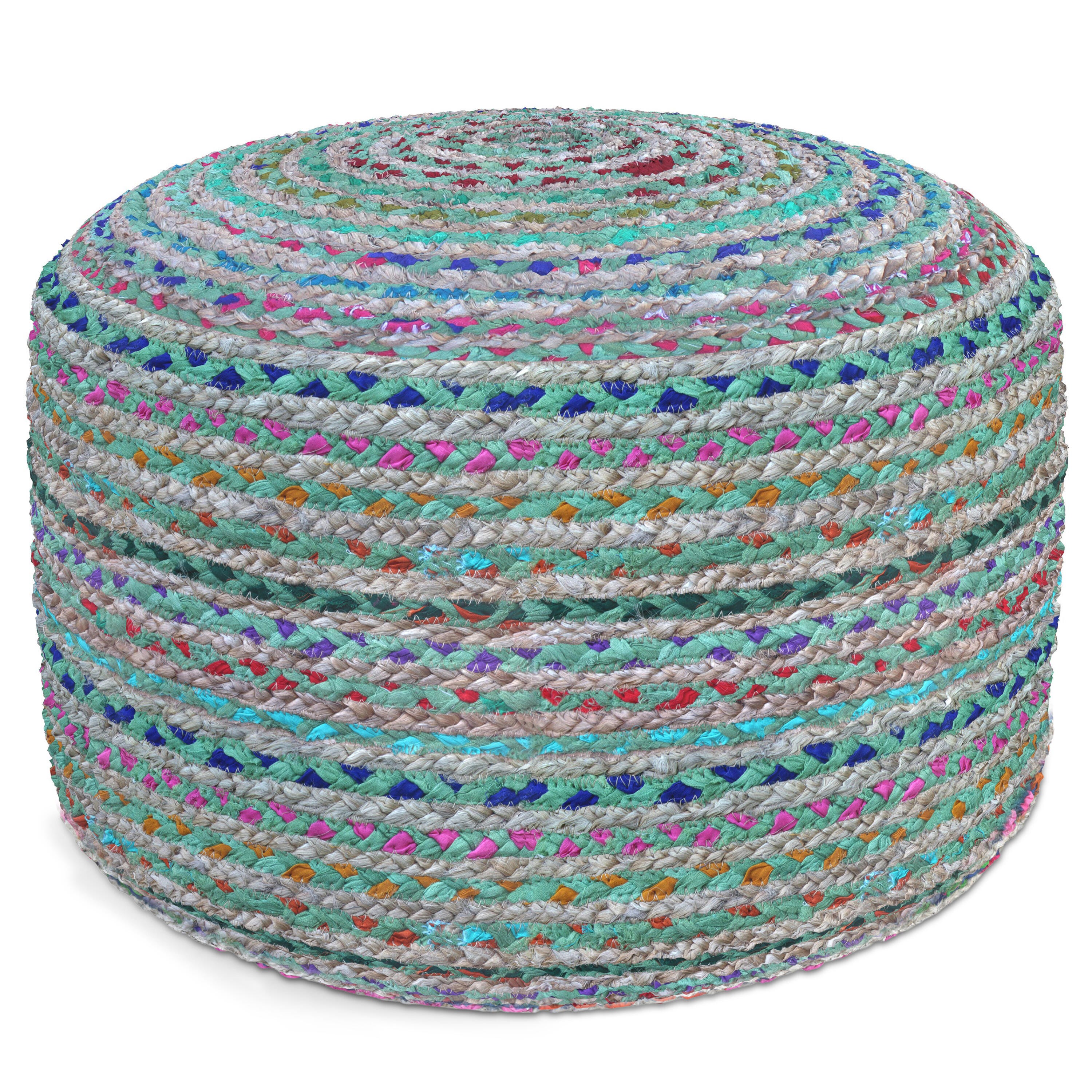 Simpli Home Margo Pouf, Green, large