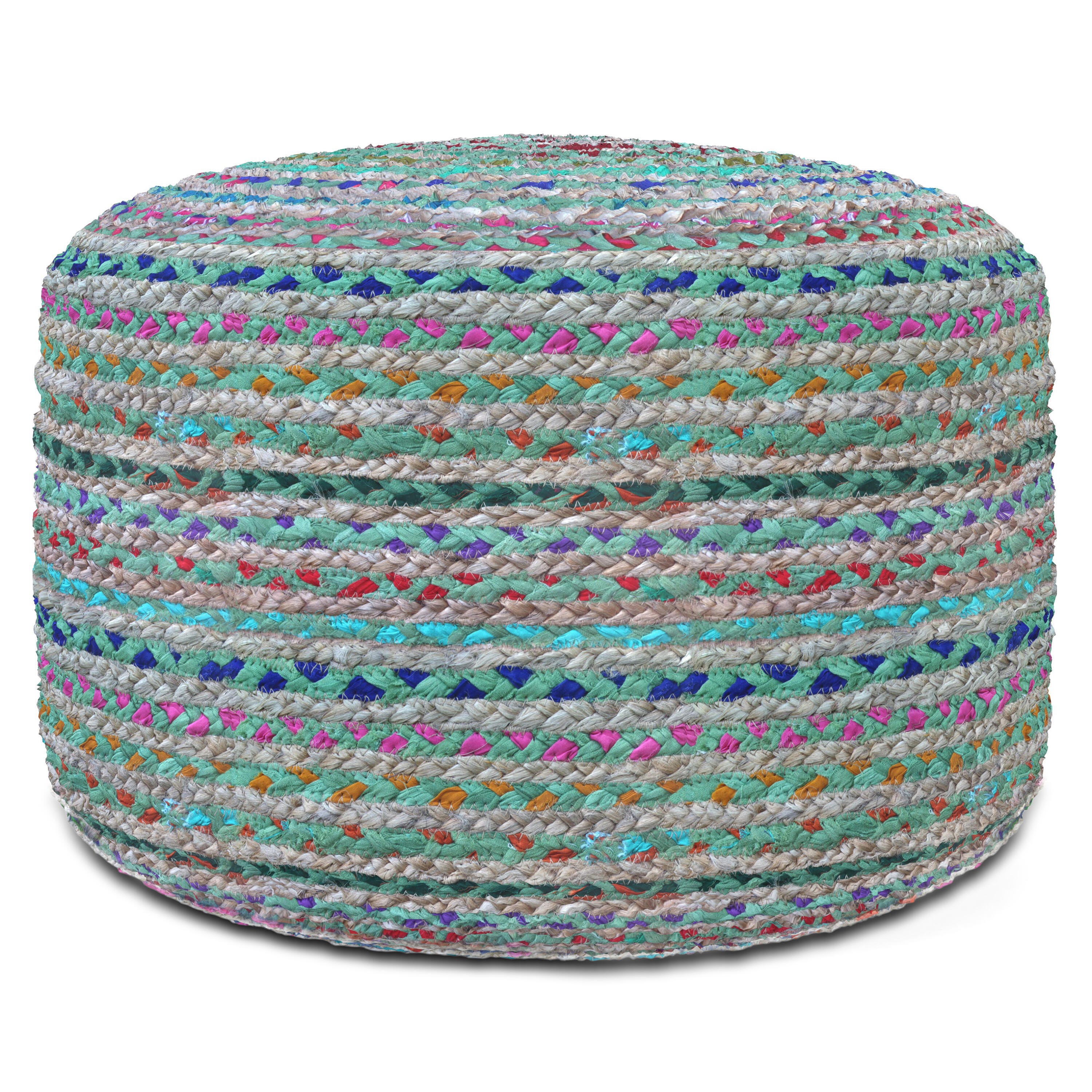 Simpli Home Margo Pouf, Green, large