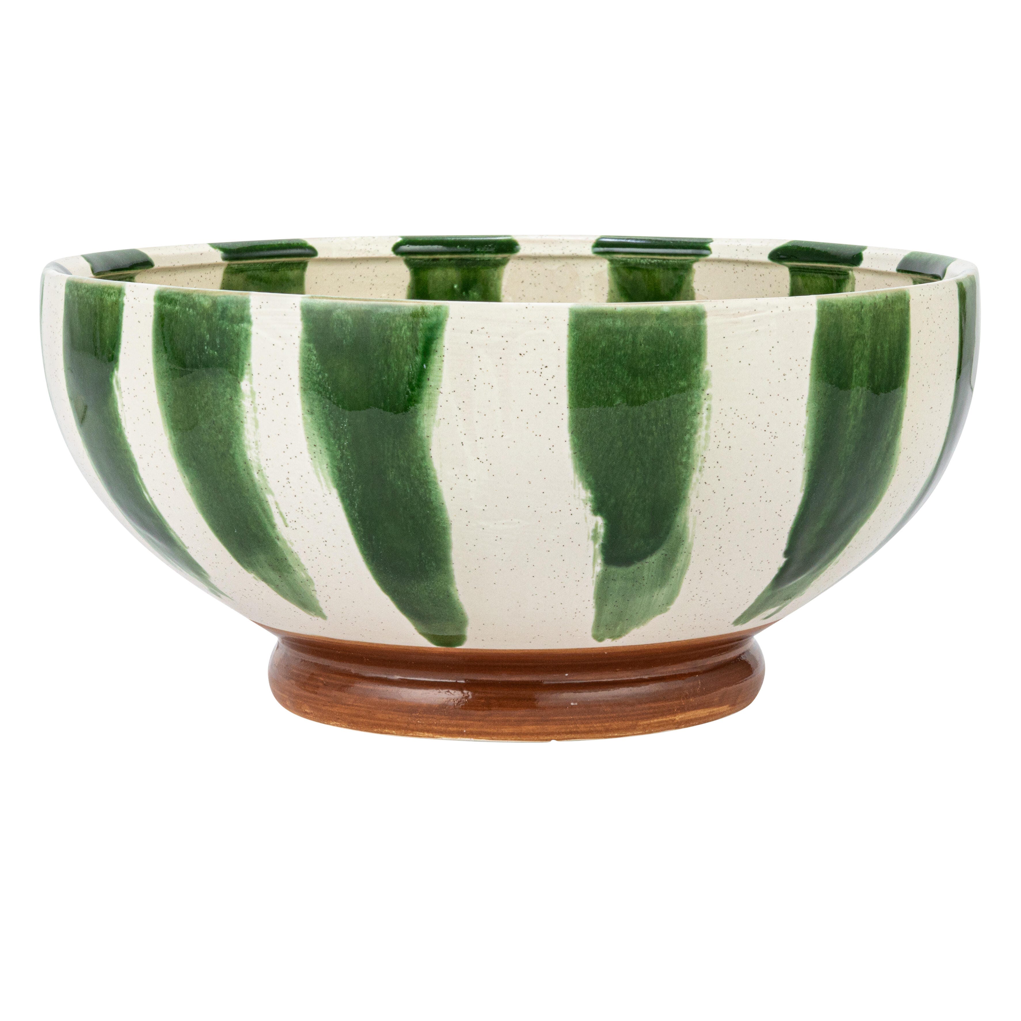Storied Home Stoneware Footed Bowl with Stripes, , large
