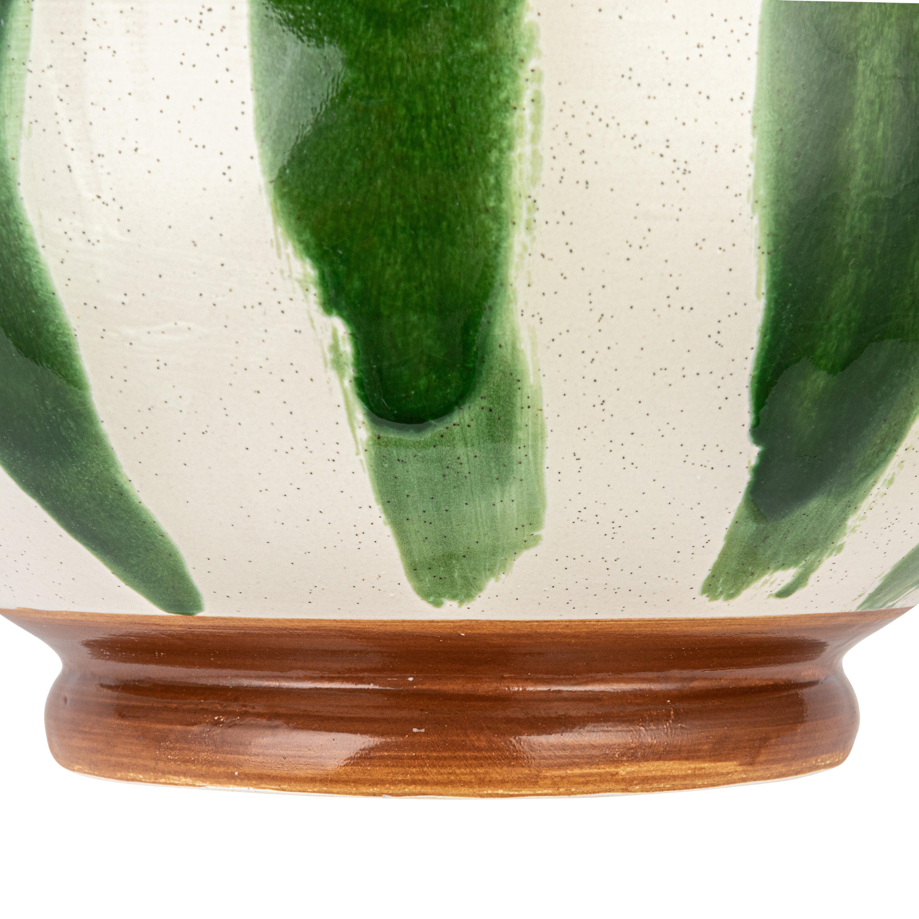 Storied Home Stoneware Footed Bowl with Stripes, , large
