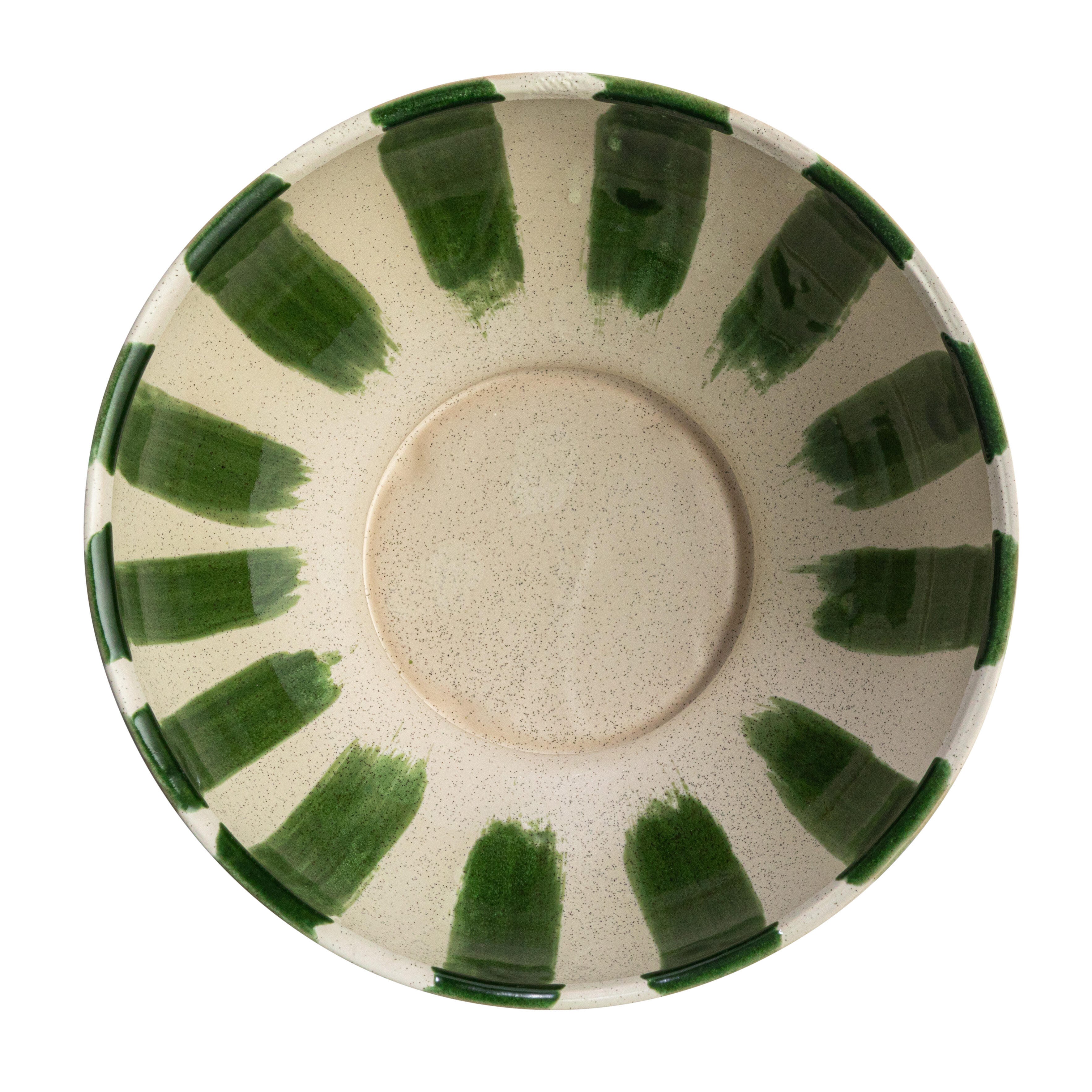 Storied Home Stoneware Footed Bowl with Stripes, , large