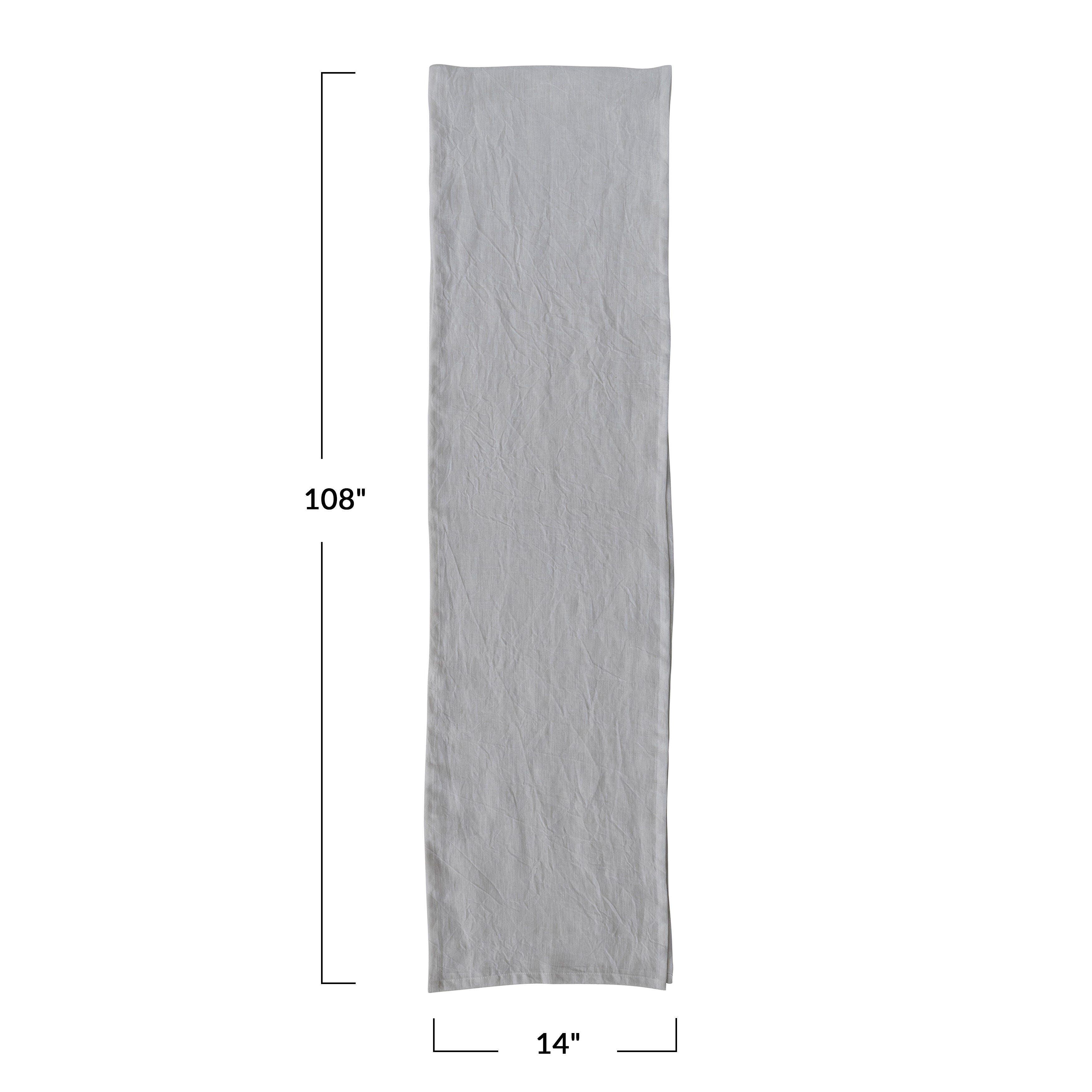 Storied Home Stonewashed Linen Table Runner, , large