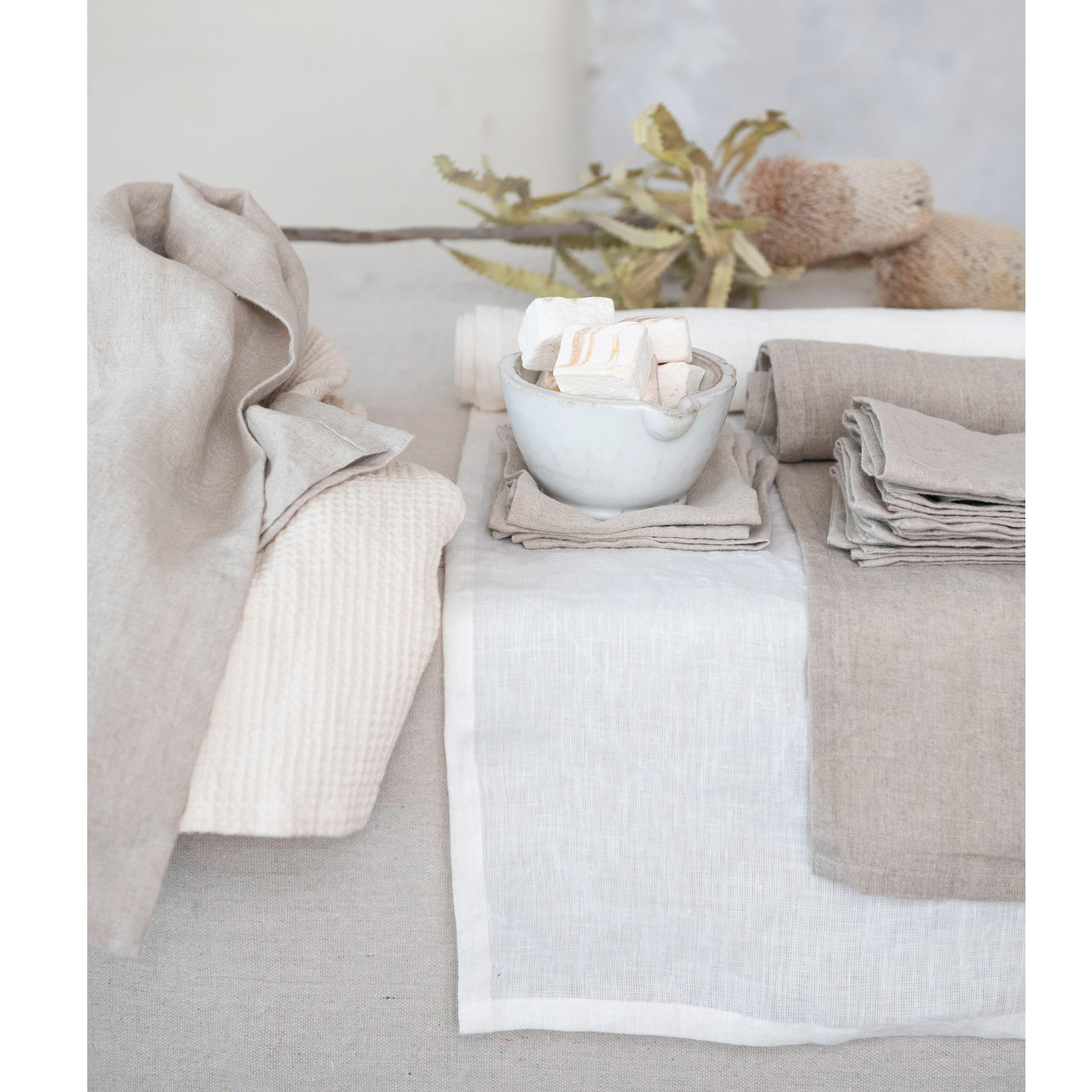 Storied Home Stonewashed Linen Table Runner, , large