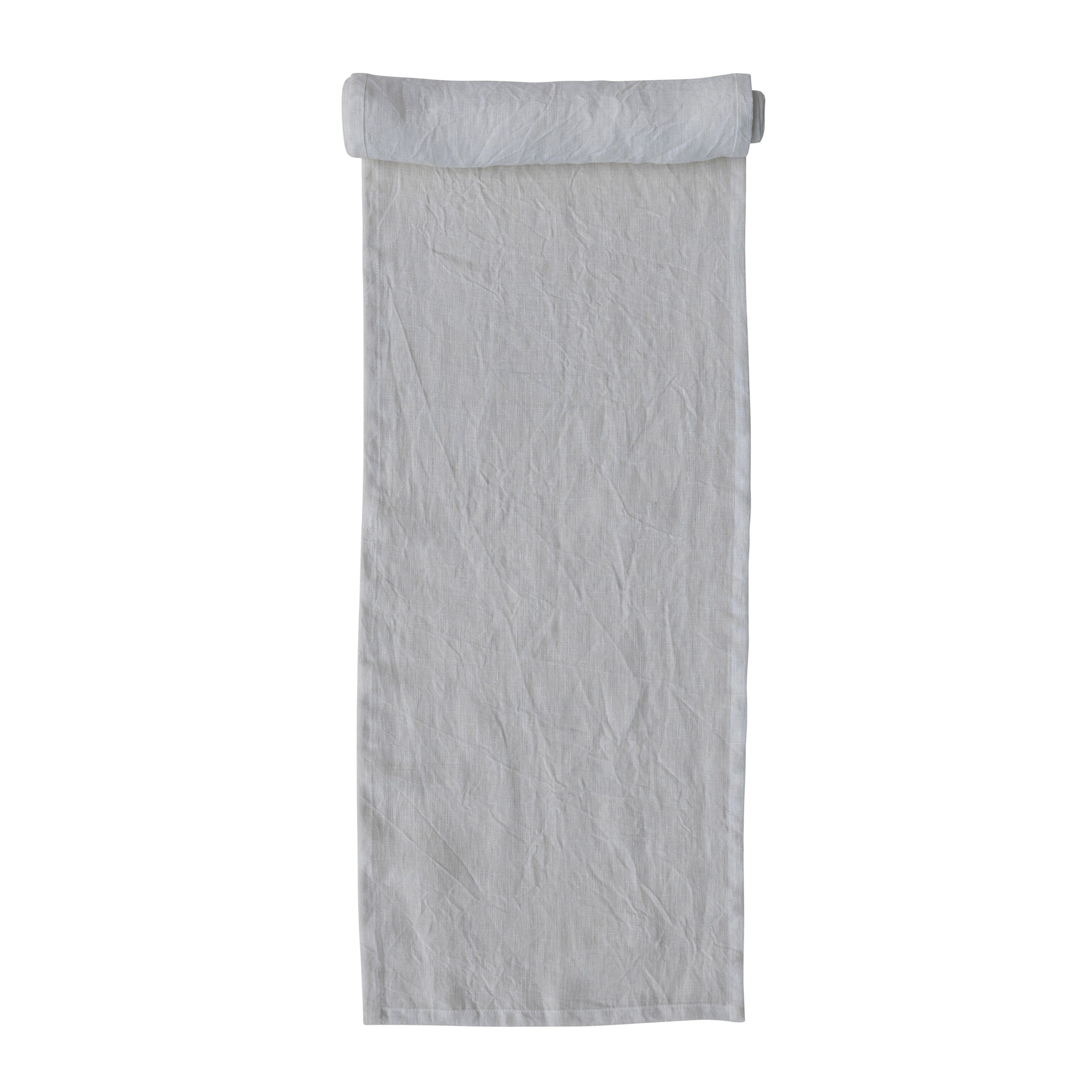 Storied Home Stonewashed Linen Table Runner, , large