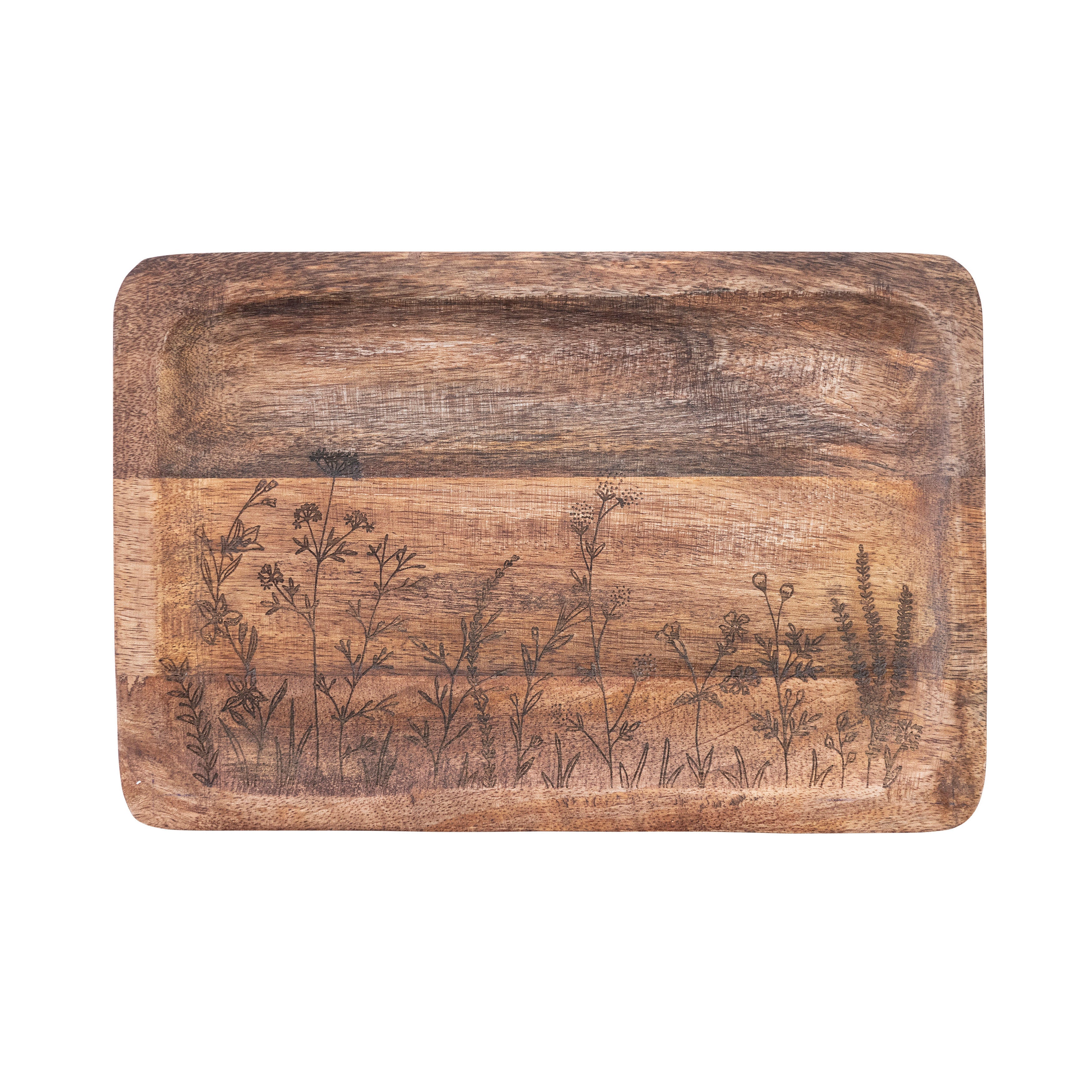 Storied Home Stoneware Tray with Laser Etched Botanicals, , large