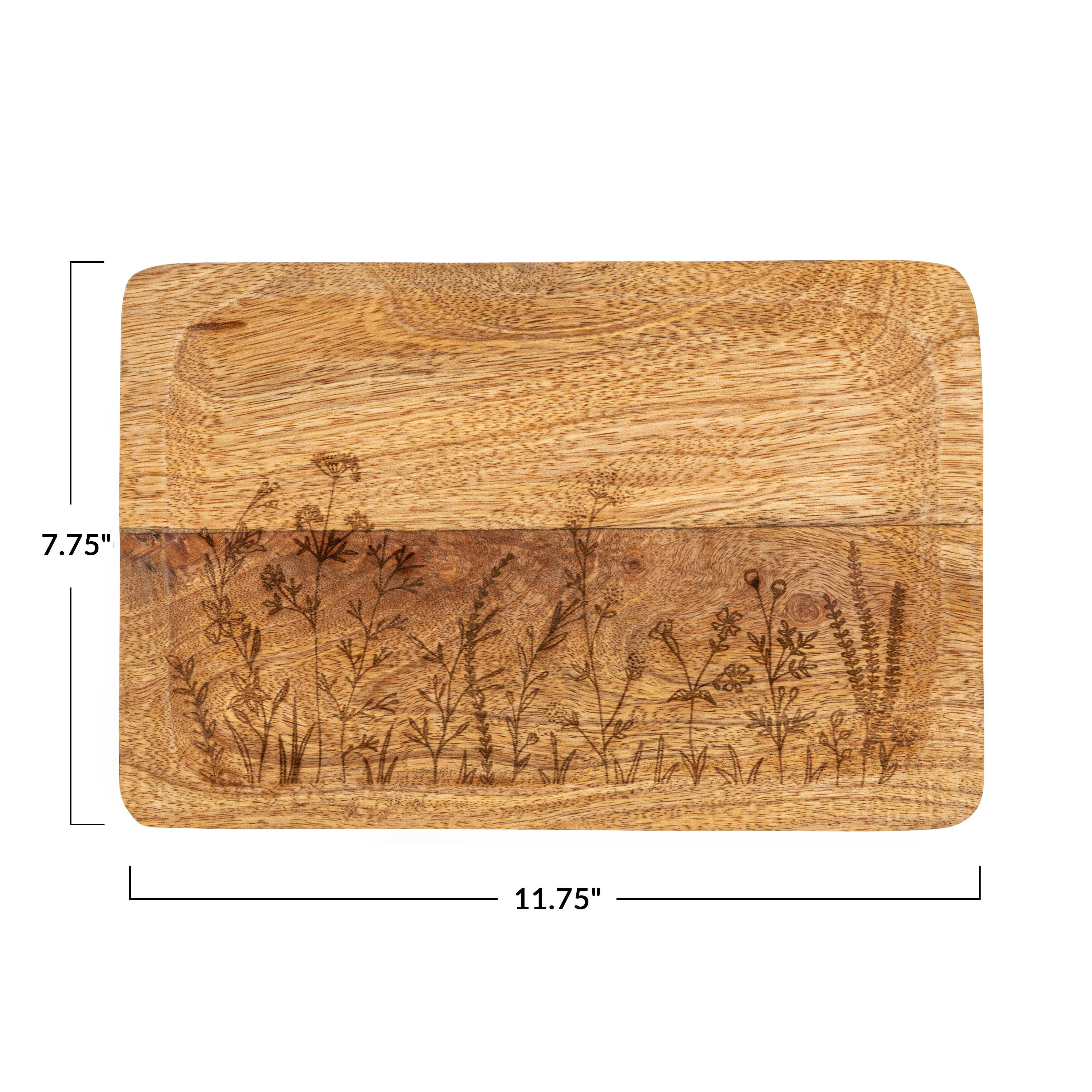 Storied Home Stoneware Tray with Laser Etched Botanicals, , large