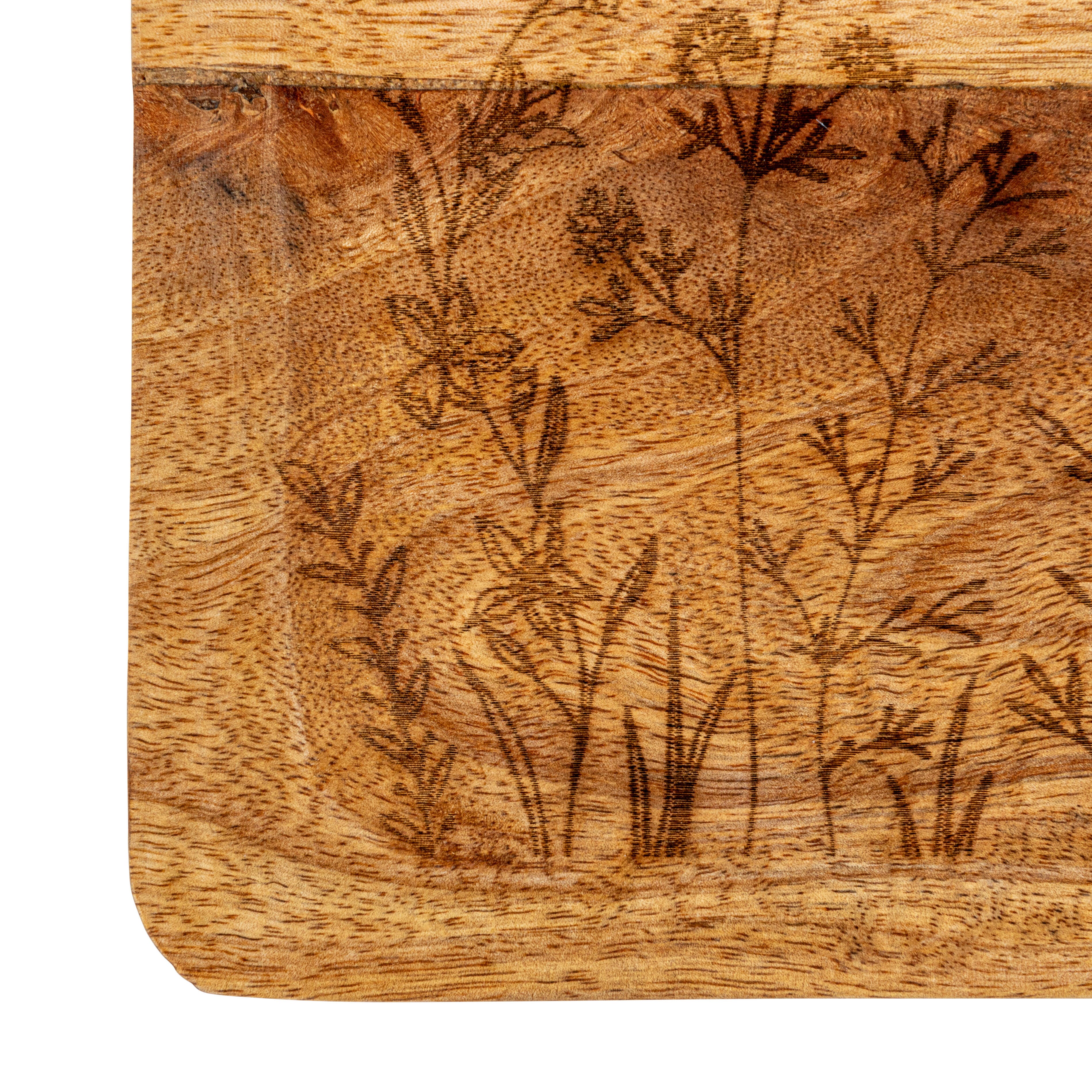 Storied Home Stoneware Tray with Laser Etched Botanicals, , large