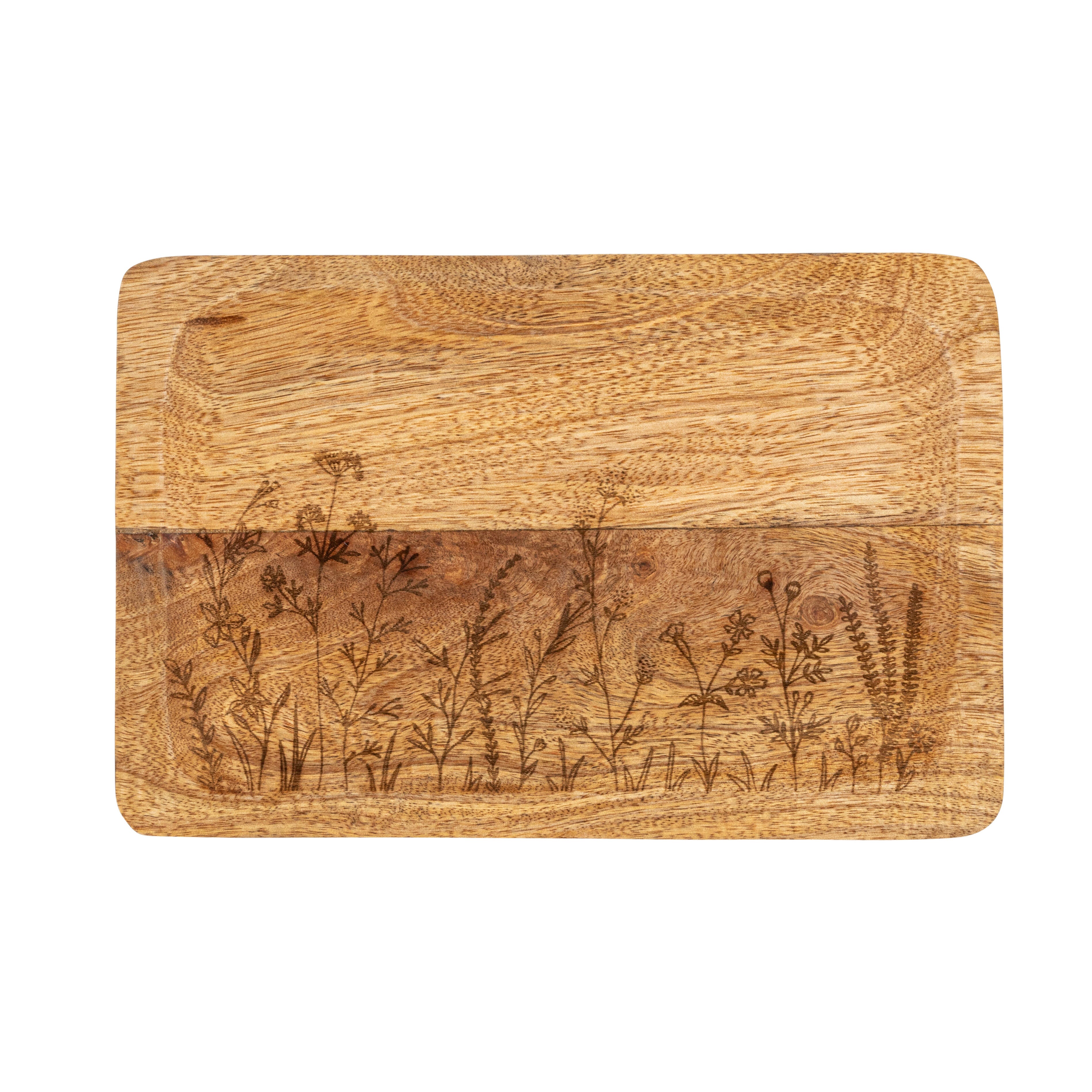 Storied Home Stoneware Tray with Laser Etched Botanicals, , large