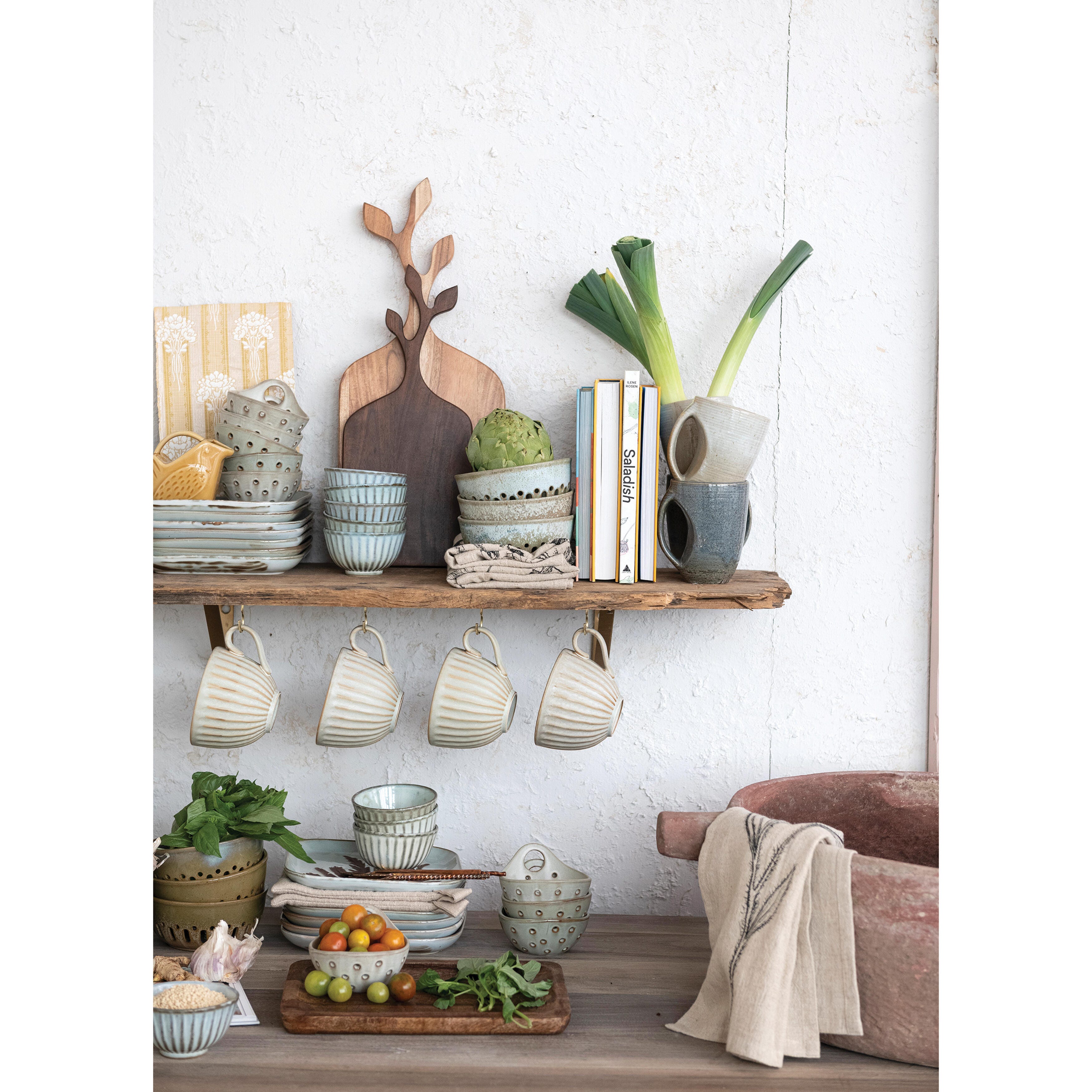 Storied Home Stoneware Tray with Laser Etched Botanicals, , large