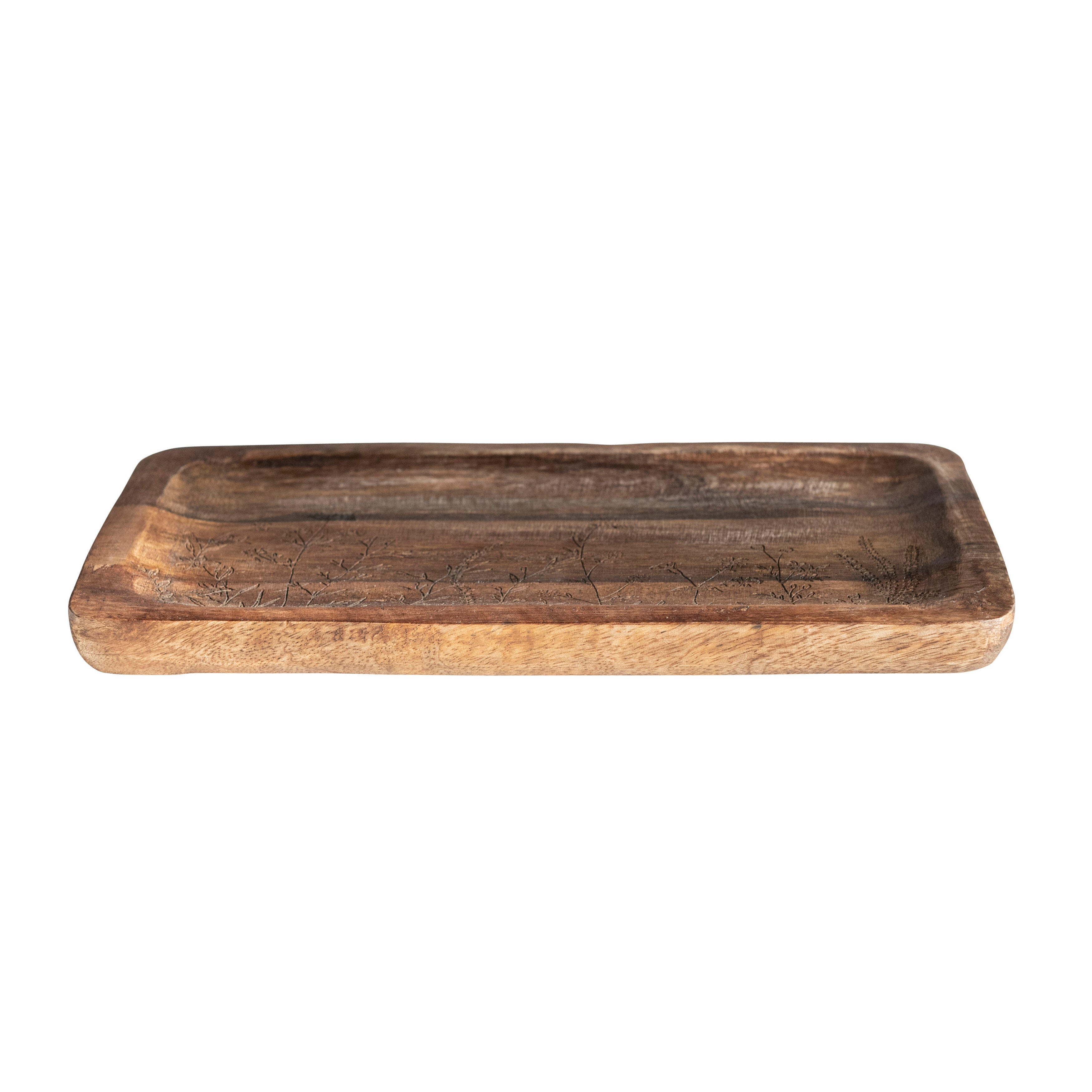 Storied Home Stoneware Tray with Laser Etched Botanicals, , large
