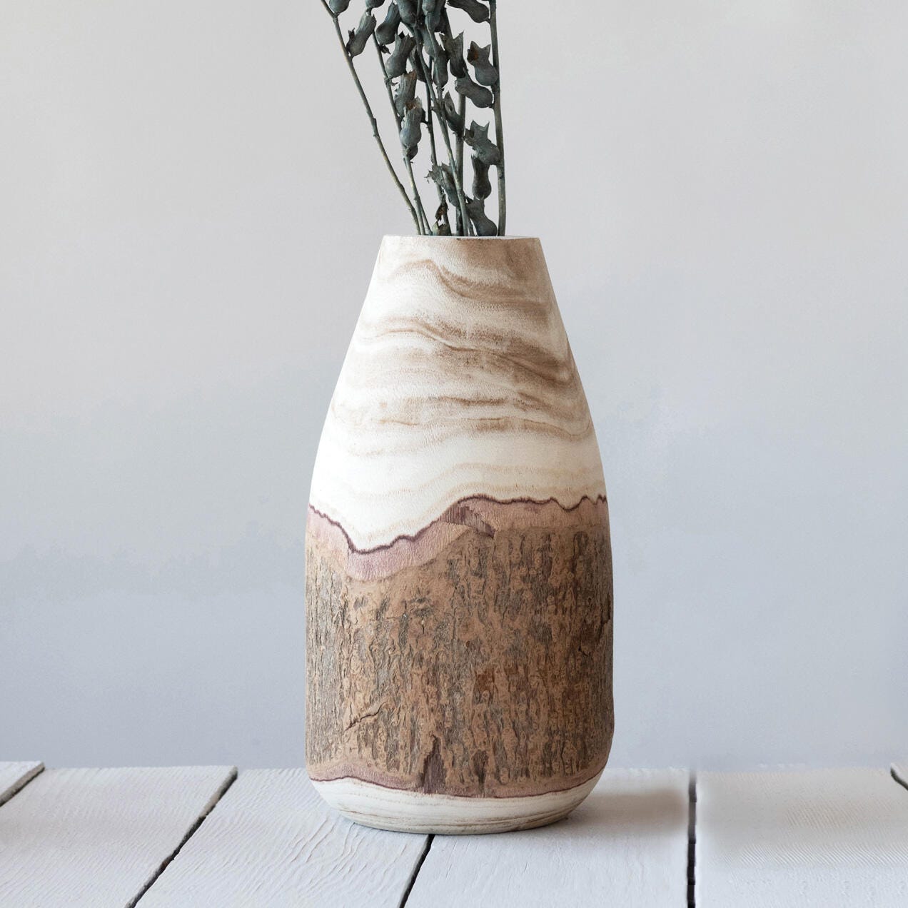Storied Home Paulownia Vase with Live Edge, , large