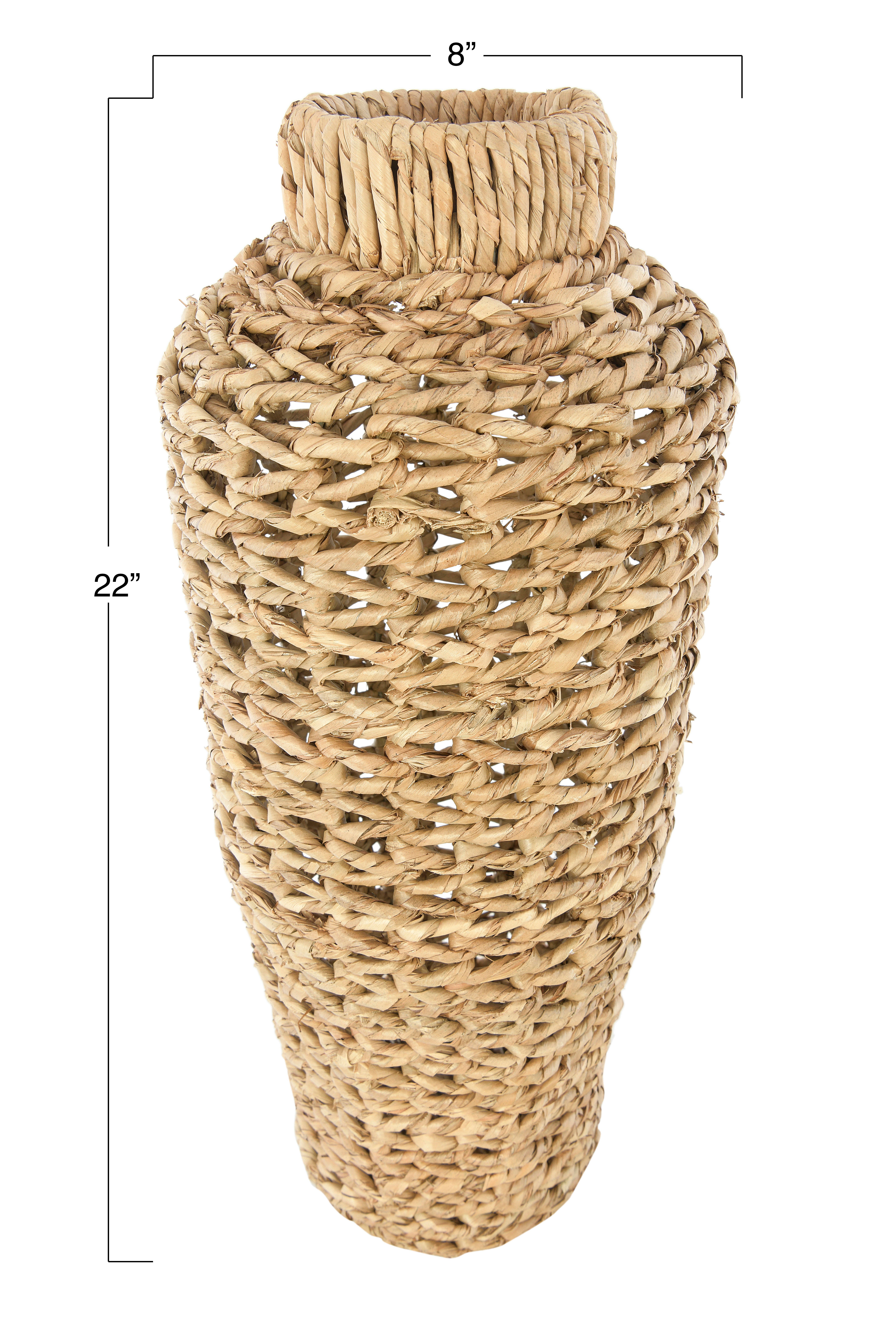 Storied Home Rattan Handwoven Floor Vase, Natural, large