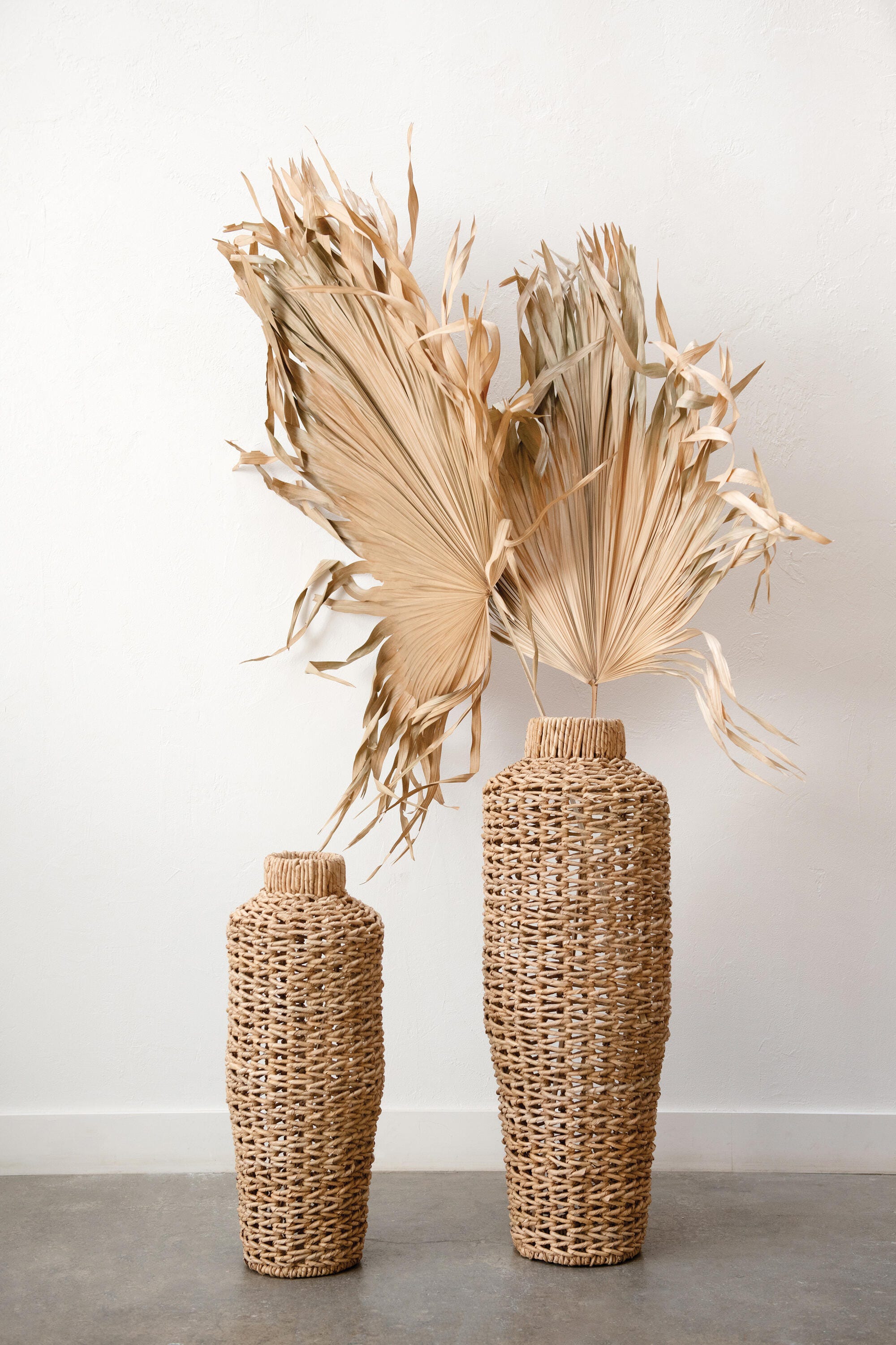 Storied Home Rattan Handwoven Floor Vase, Natural, large