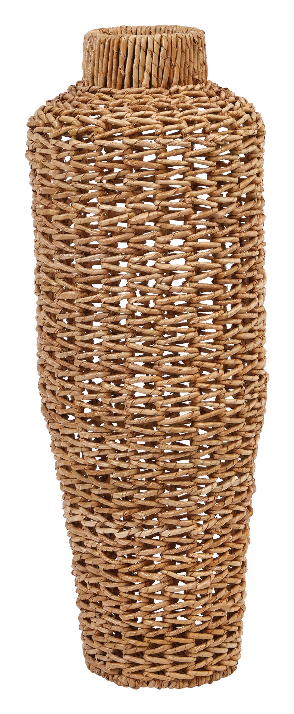 Storied Home Rattan 30" Handwoven Floor Vase, Natural, large