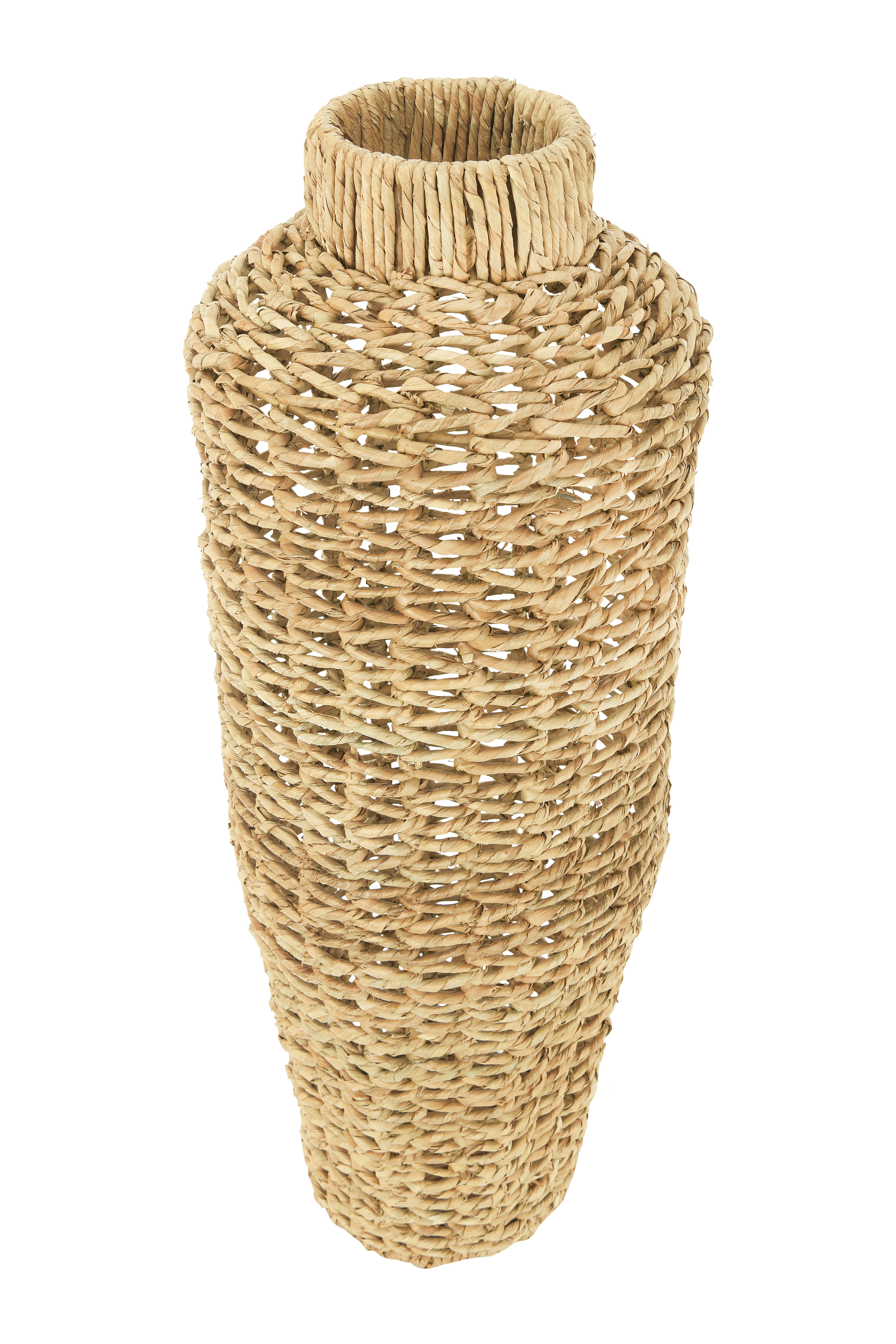 Storied Home Rattan 30" Handwoven Floor Vase, Natural, large