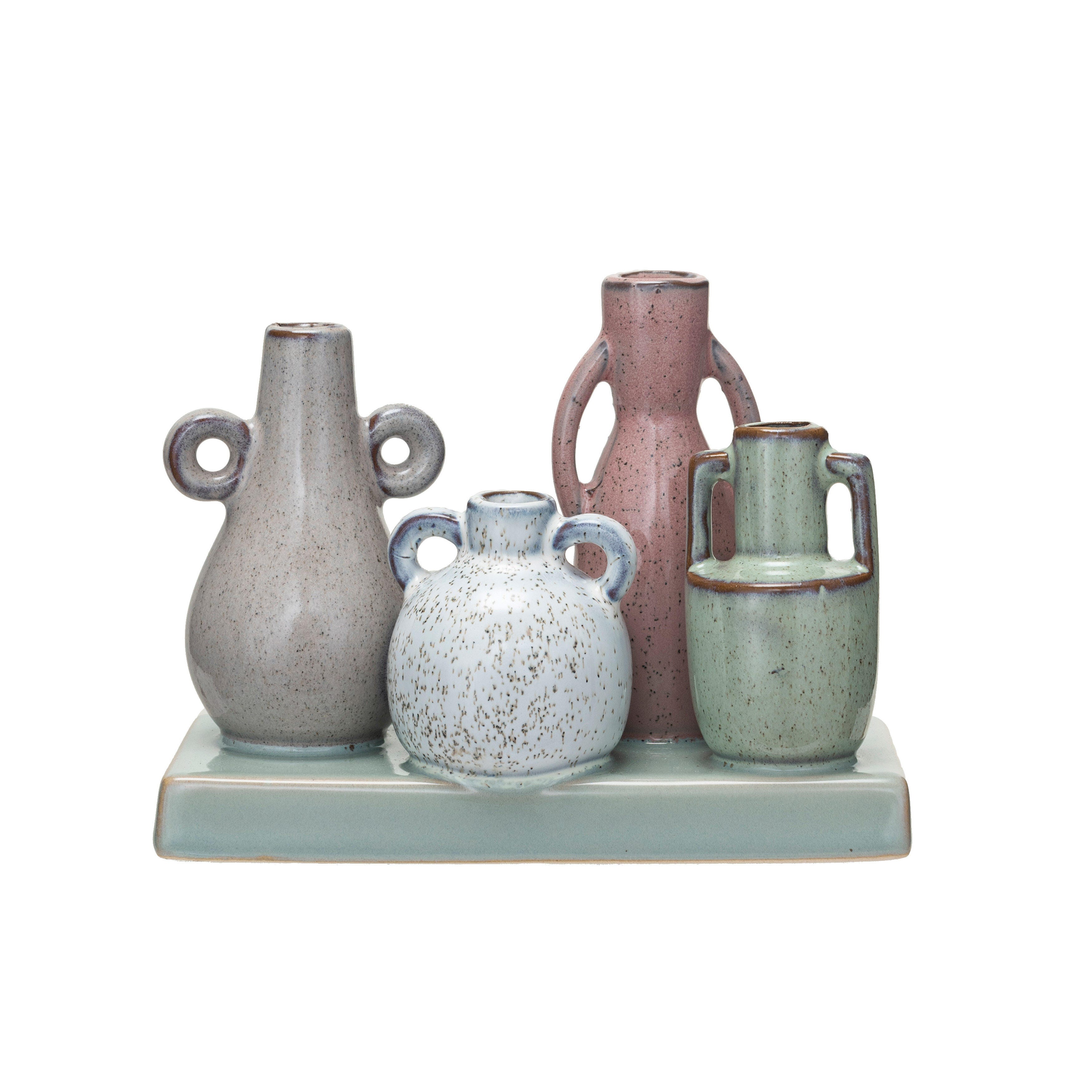 Storied Home Stoneware Mounted Vases on a Base, , large