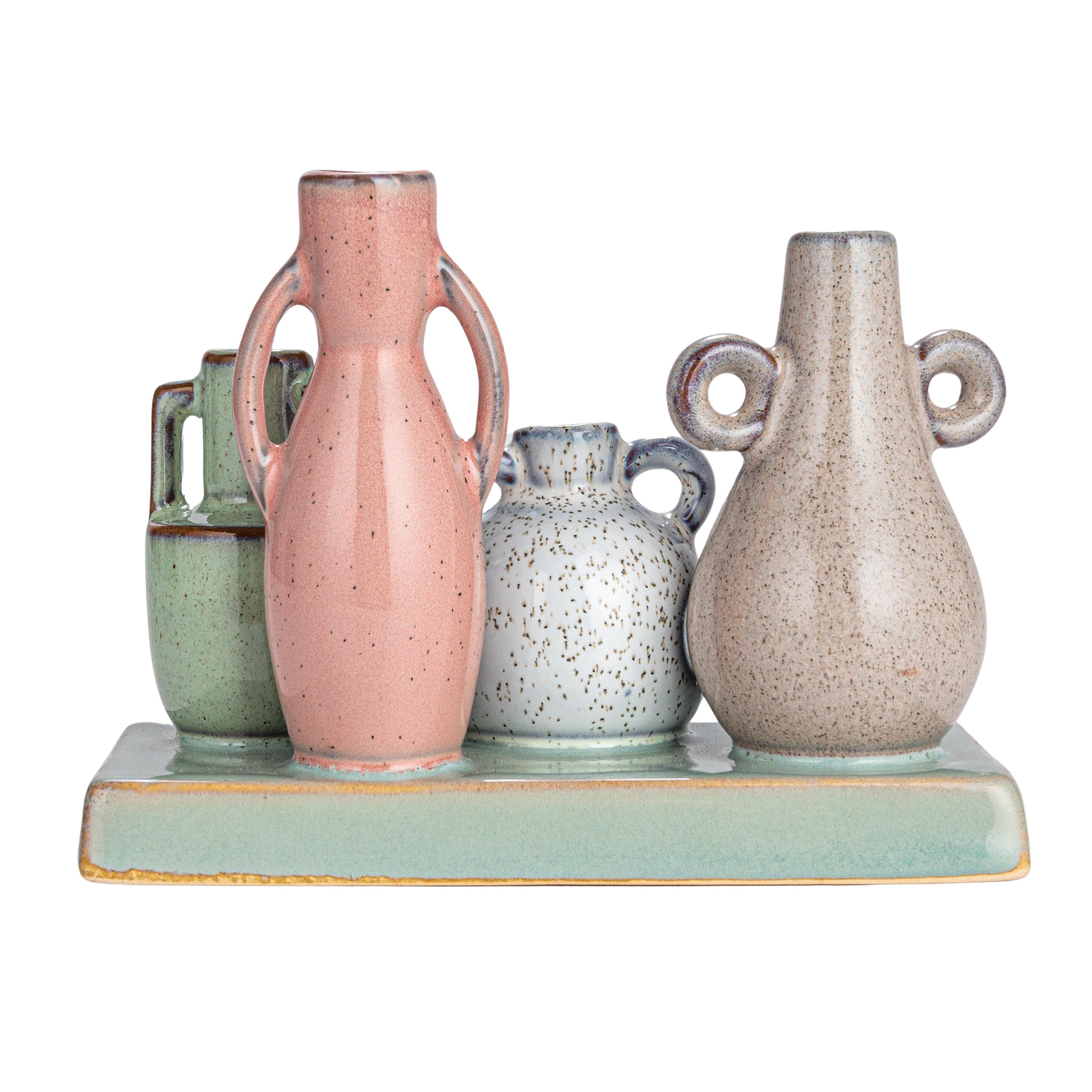 Storied Home Stoneware Mounted Vases on a Base, , large