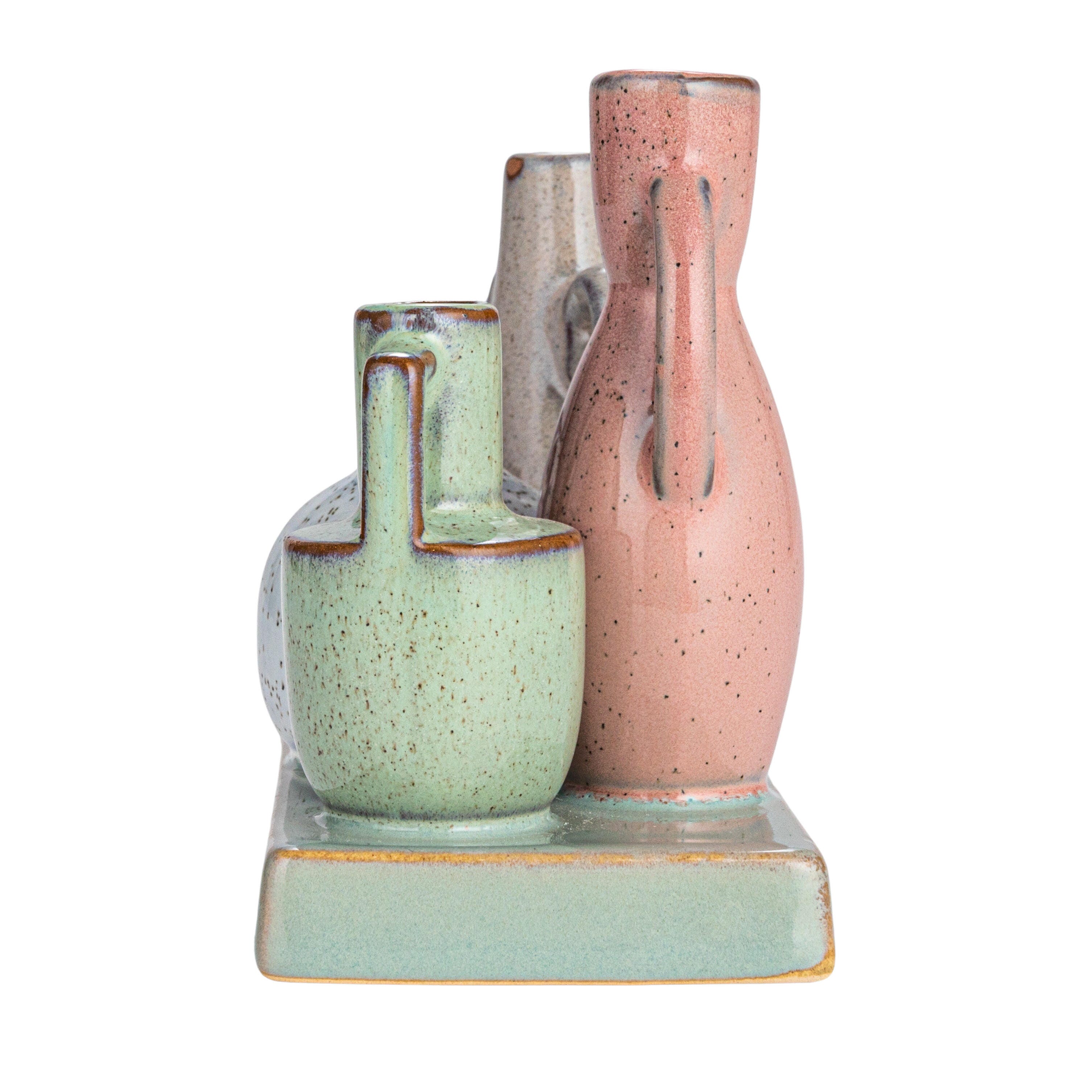 Storied Home Stoneware Mounted Vases on a Base, , large