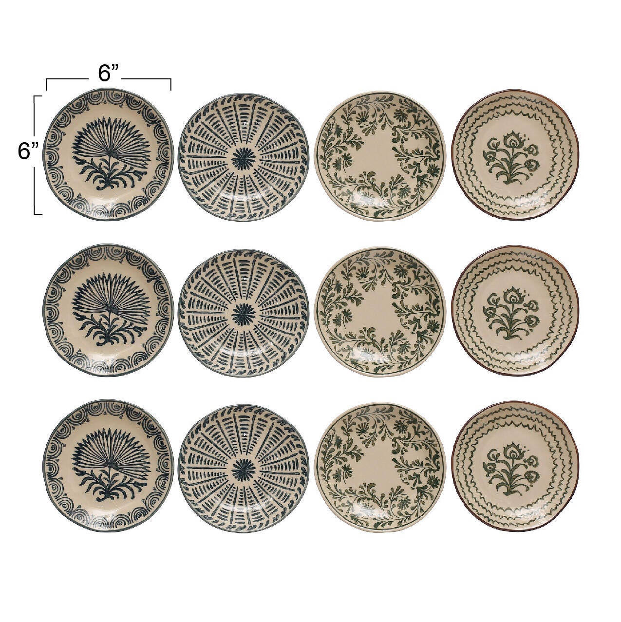 Storied Home Stoneware Dinnerware Plates Set of 12, , large