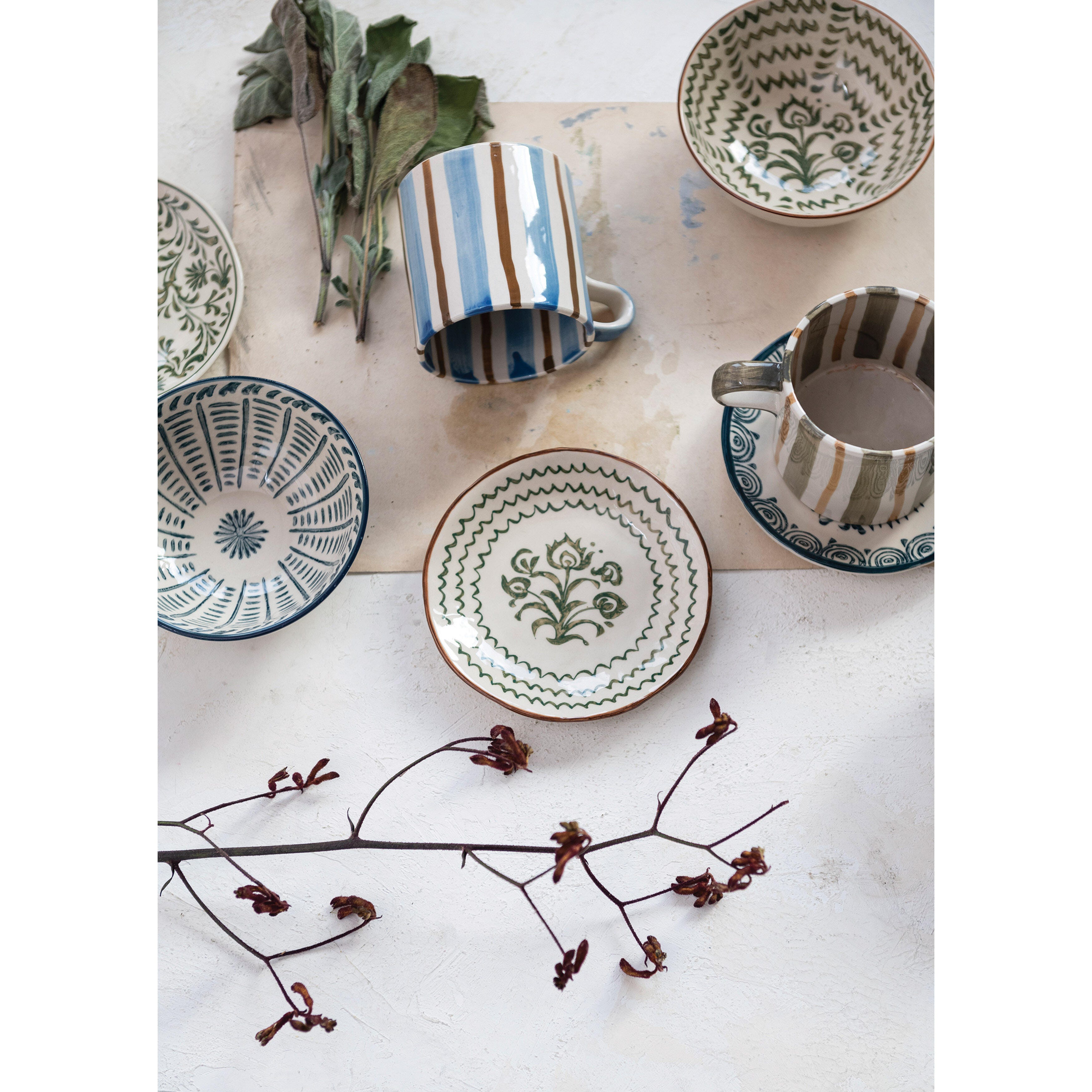 Storied Home Stoneware Dinnerware Plates Set of 12, , large