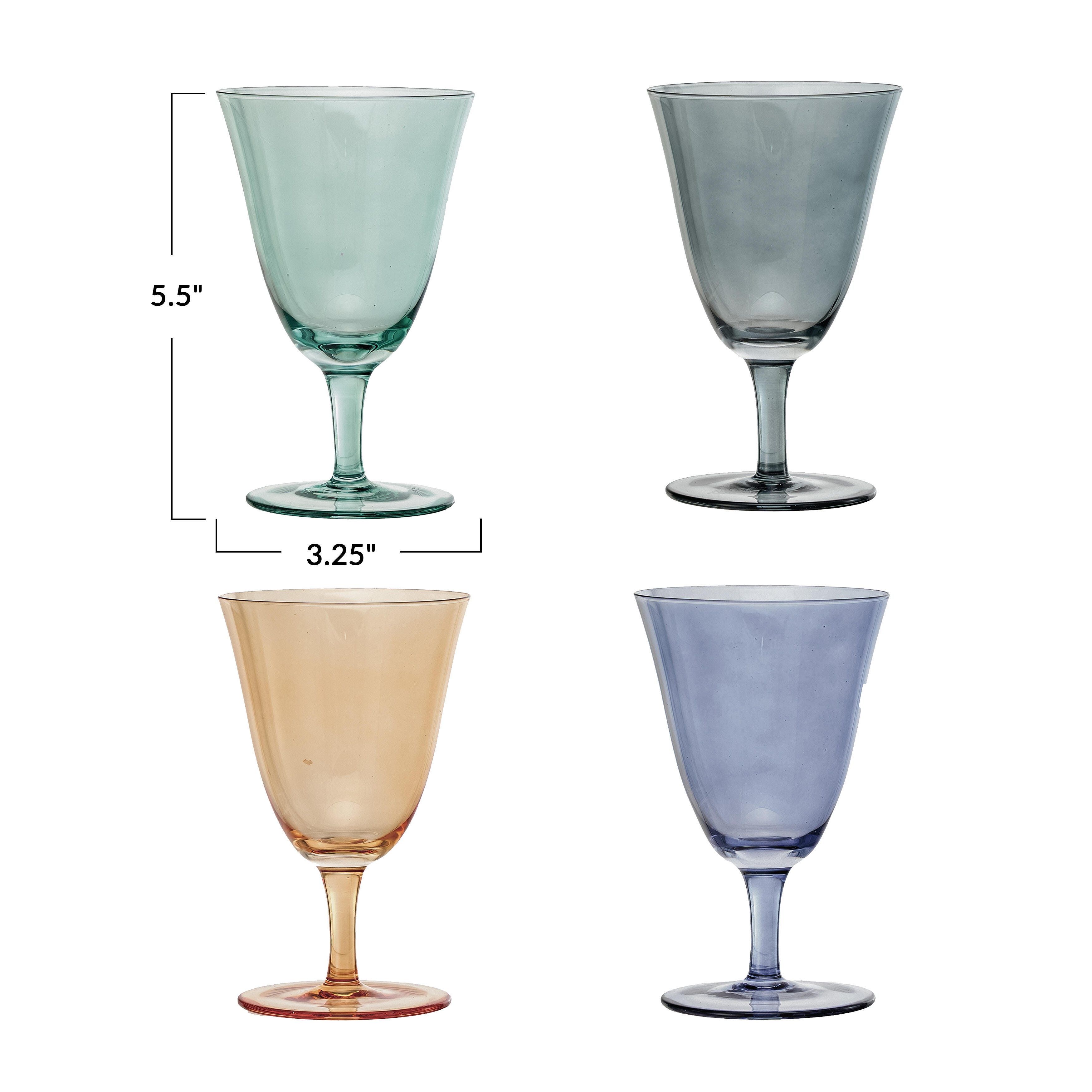 Storied Home Stemmed Wine Glass Set of 4, , large