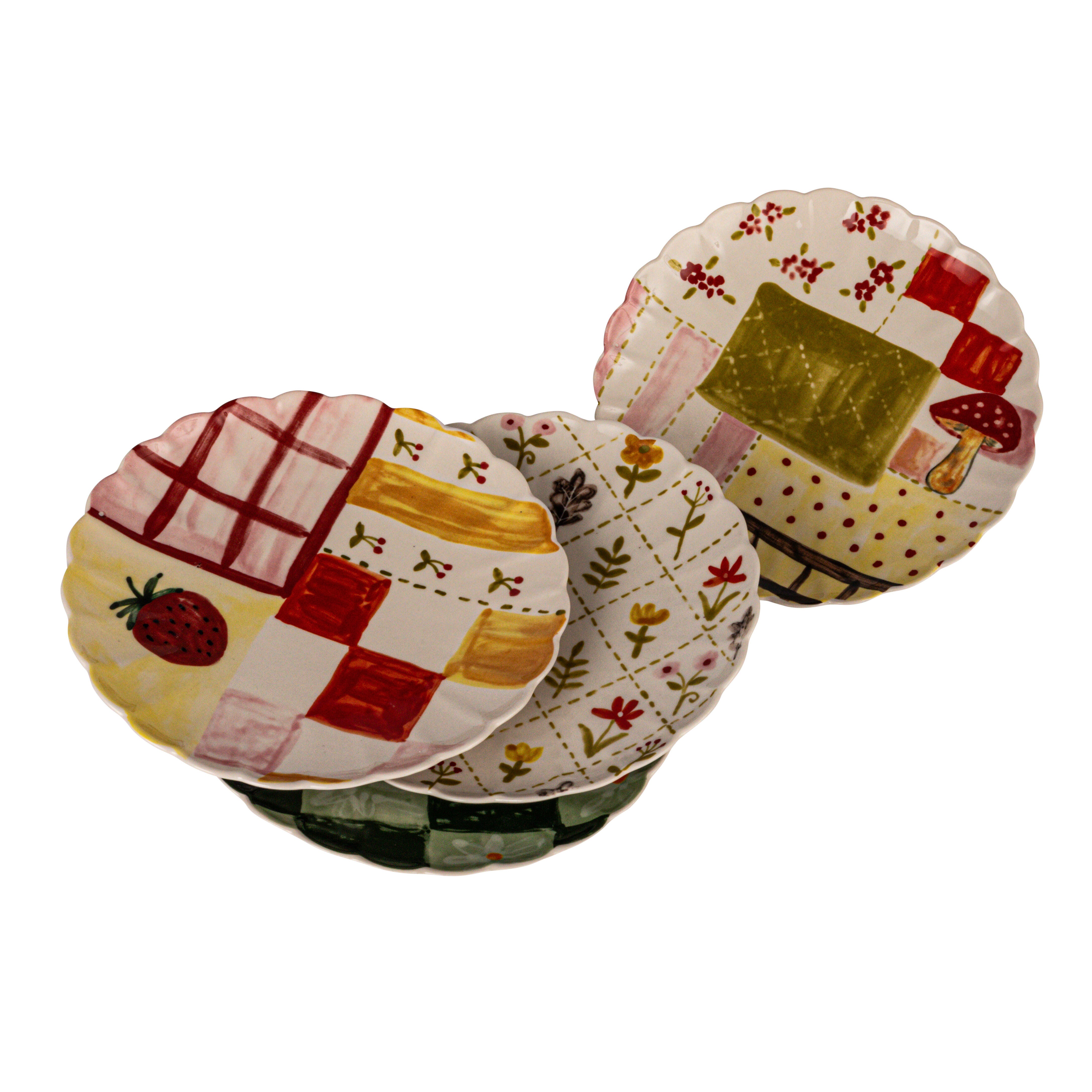 Storied Home Stoneware Canvas Plate Collection Set of 4, , large