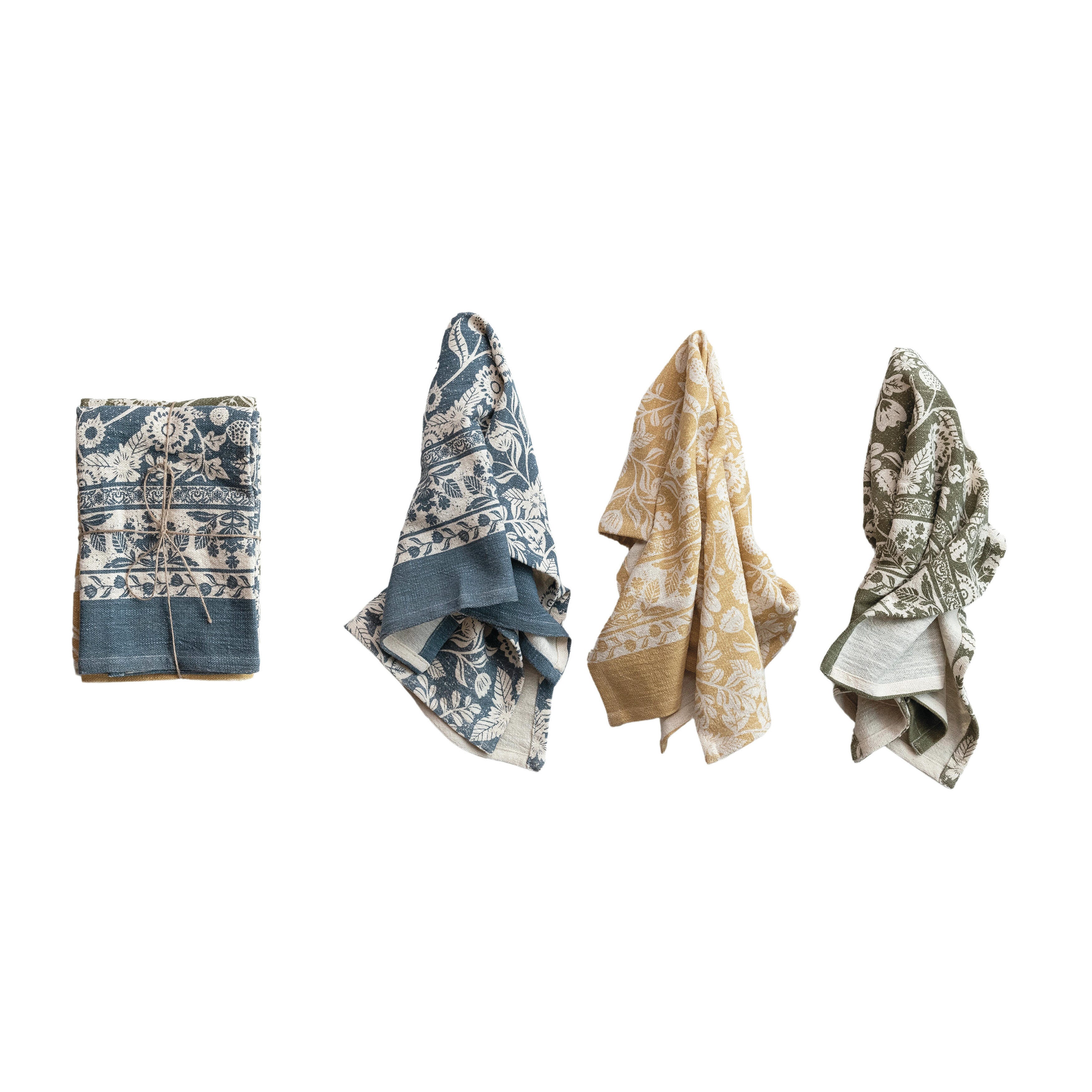 Storied Home Blossom Cotton Tea Towel Set of 3, , large
