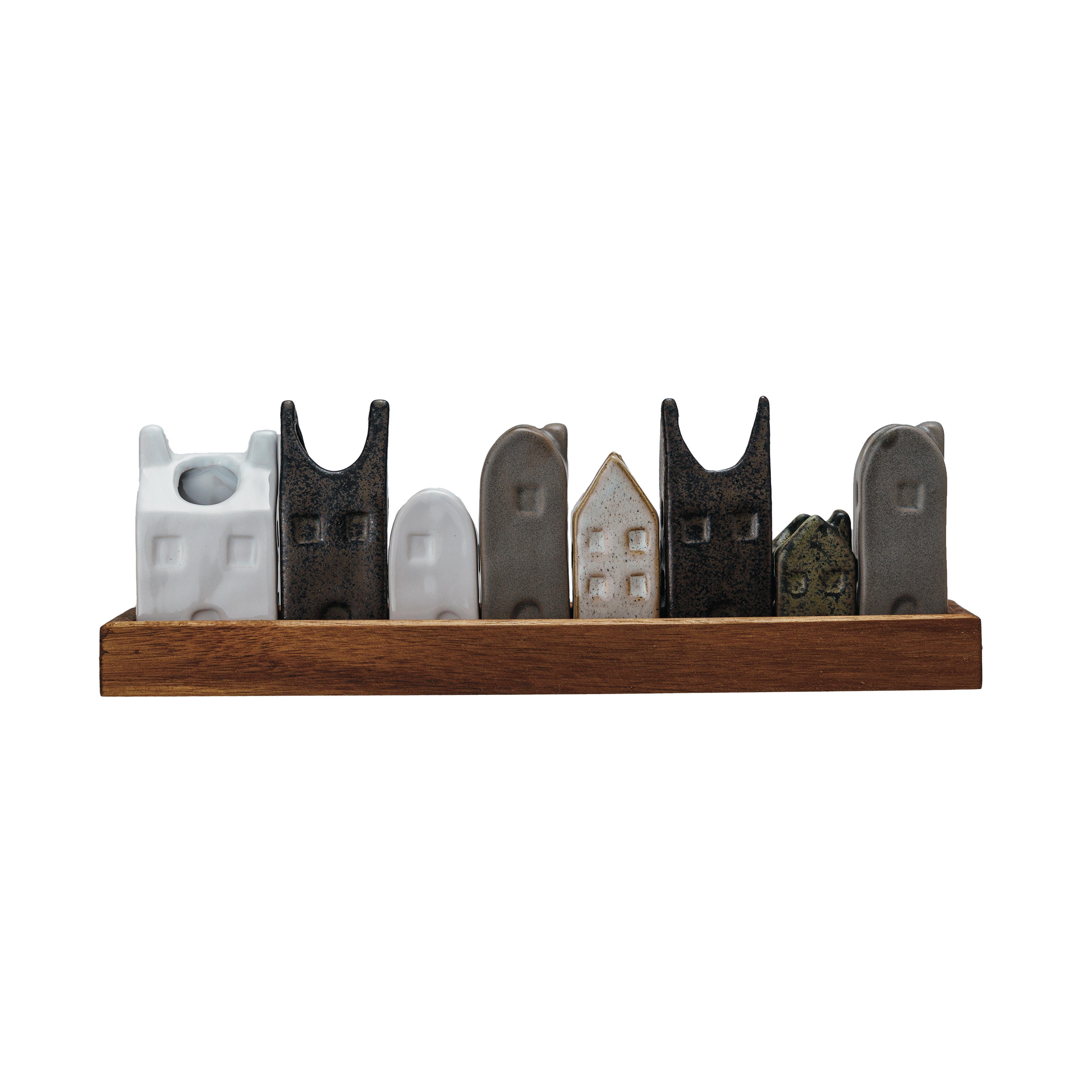 Storied Home Stoneware House-Shaped Vase Set, , large